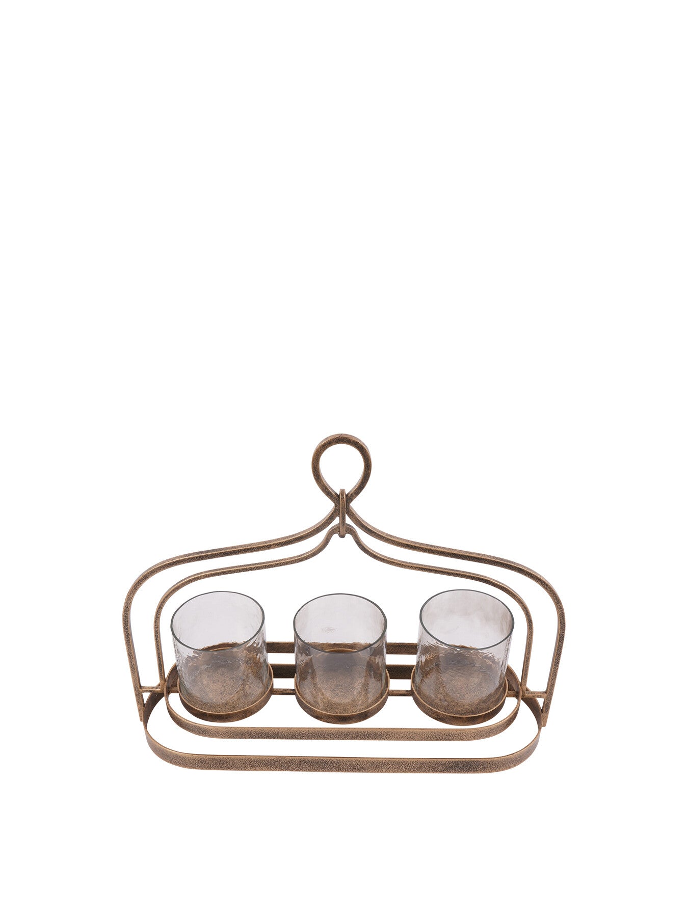 Aged Gold Loop Three Votive Holder