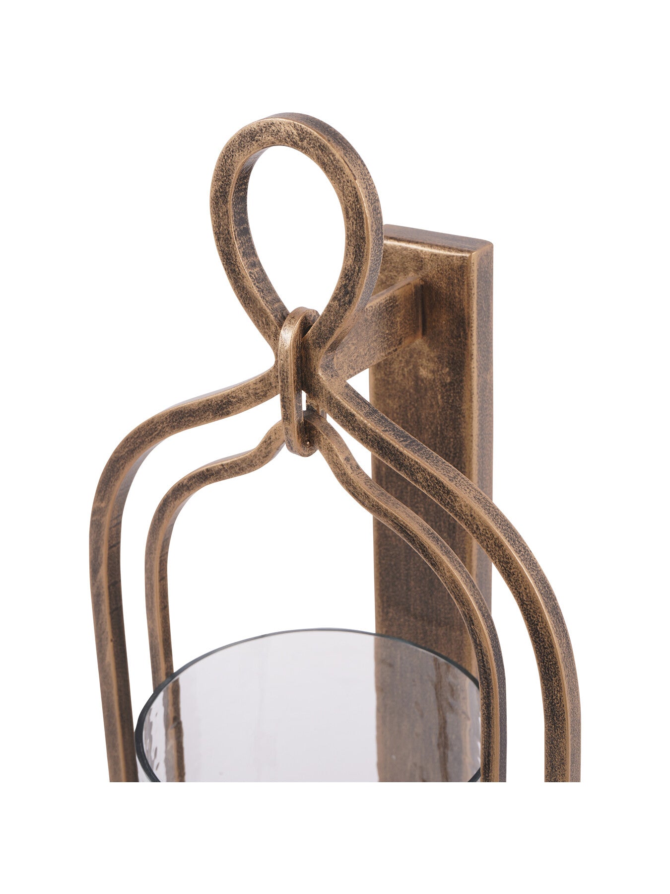 Large Aged Gold Loop Wall Sconce Hurricane