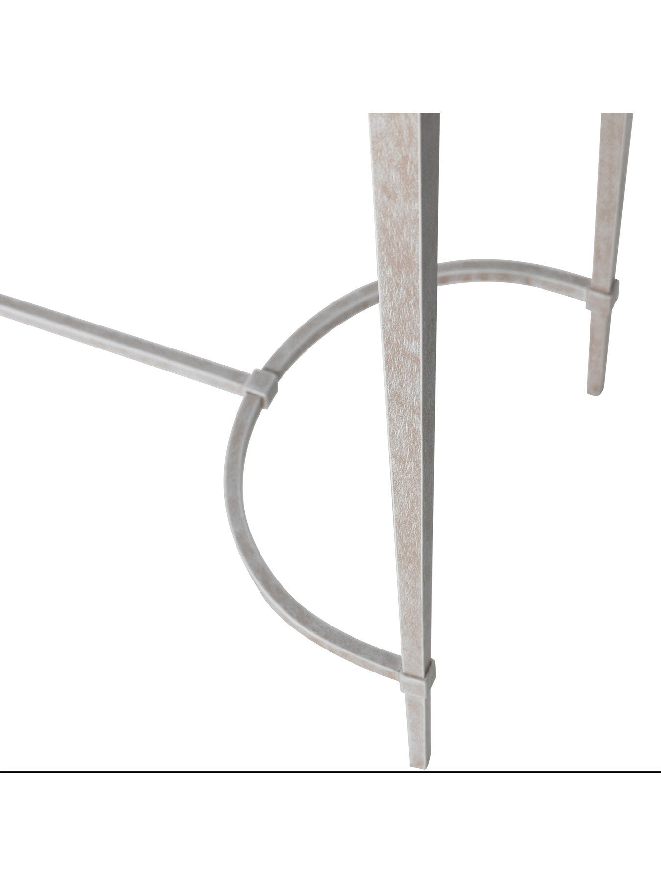 Aria Etched Glass Distressed White Iron Console Table