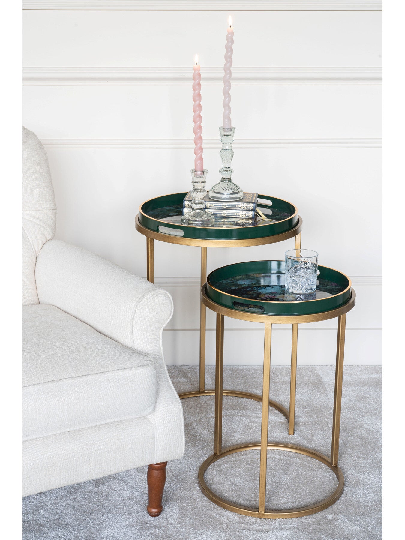 Mathilde Floral Print Set Of 2 Side Tables