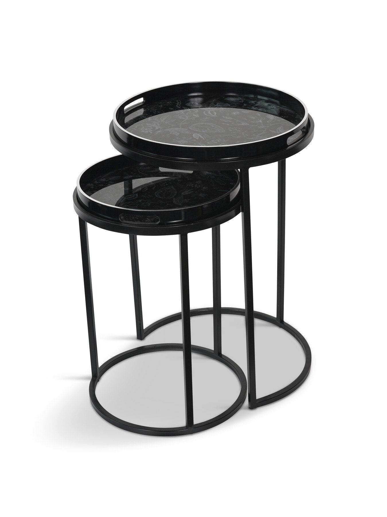 Louise Print Set Of 2 Side Tables With Removeable Tray