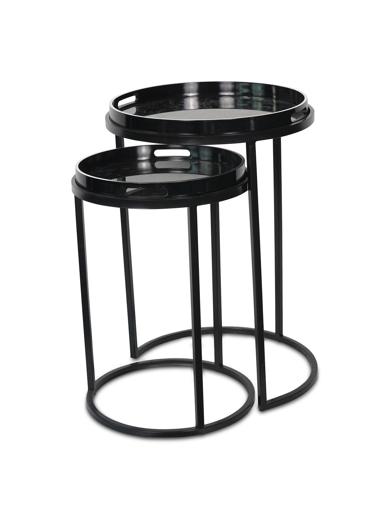 Louise Print Set Of 2 Side Tables With Removeable Tray