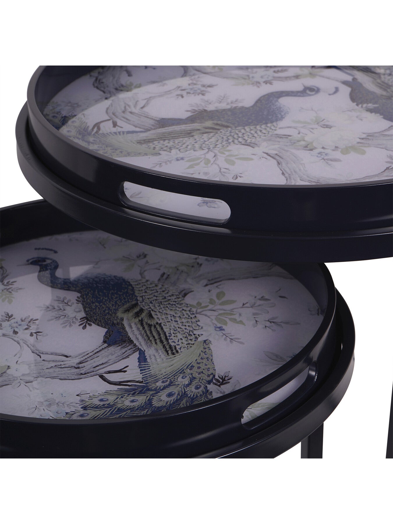 Belvedere Peacock Print Set Of 2 Side Tables
