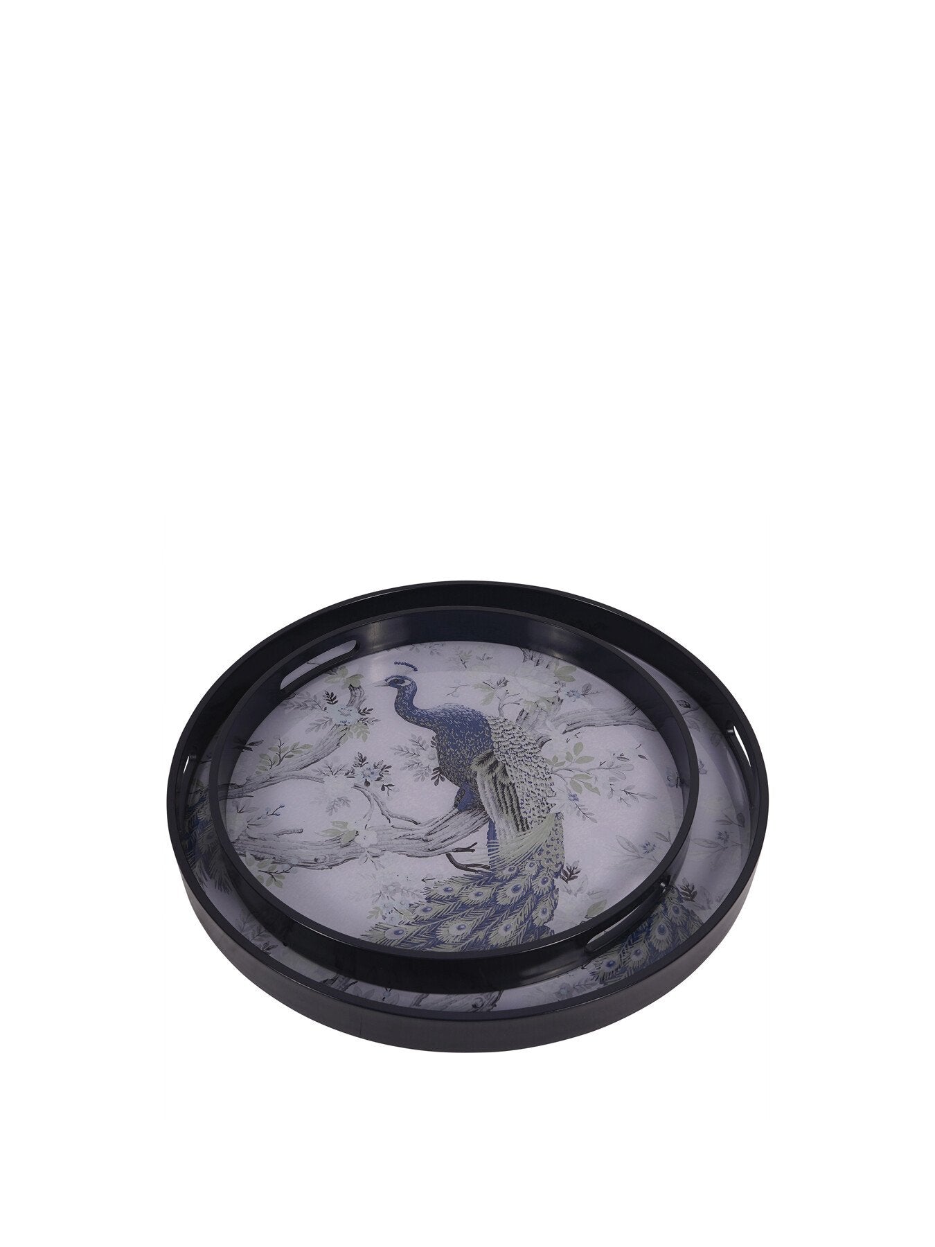 Belvedere Peacock Print Set Of 2 Trays
