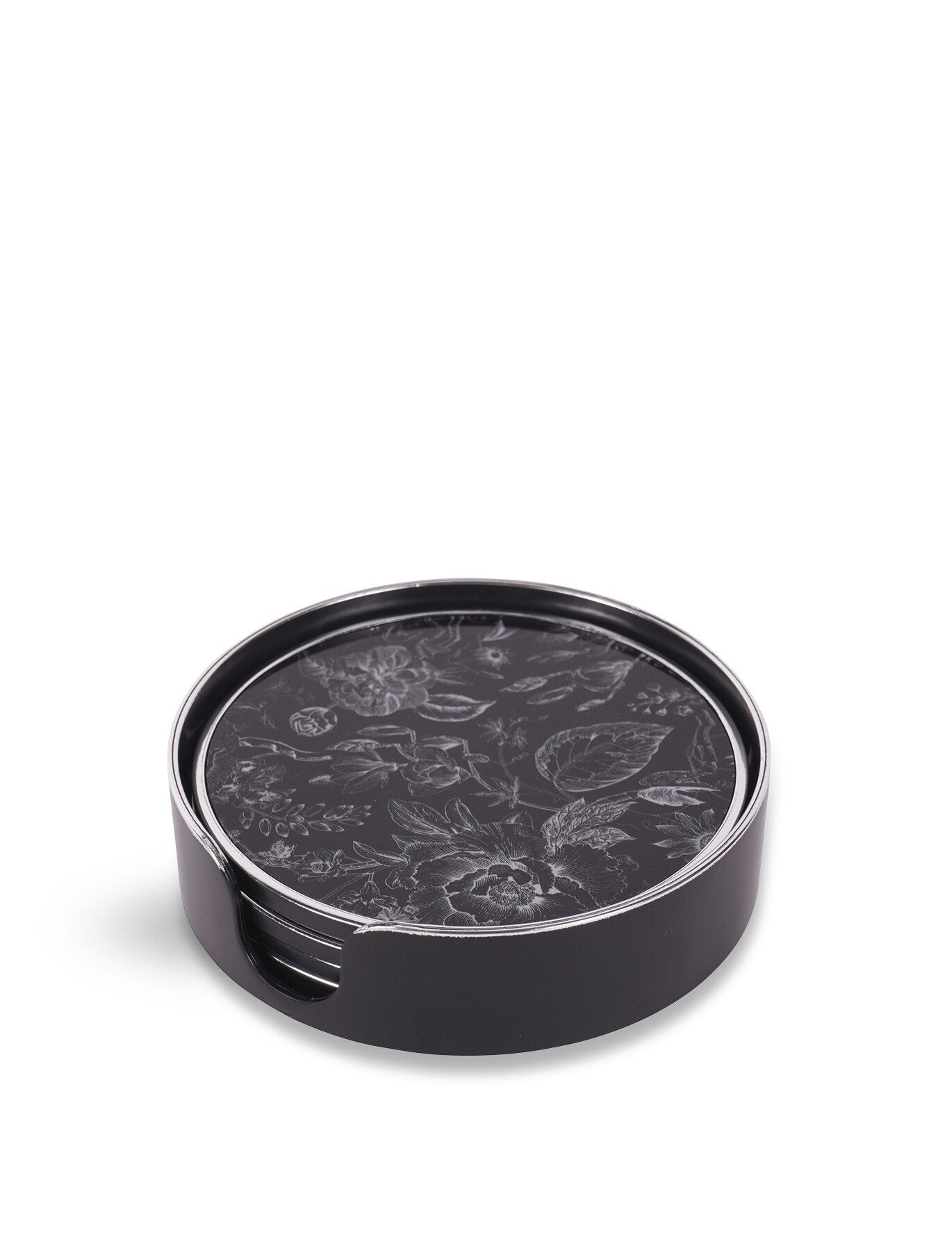 Louise Print Set Of 4 Coasters In Holder