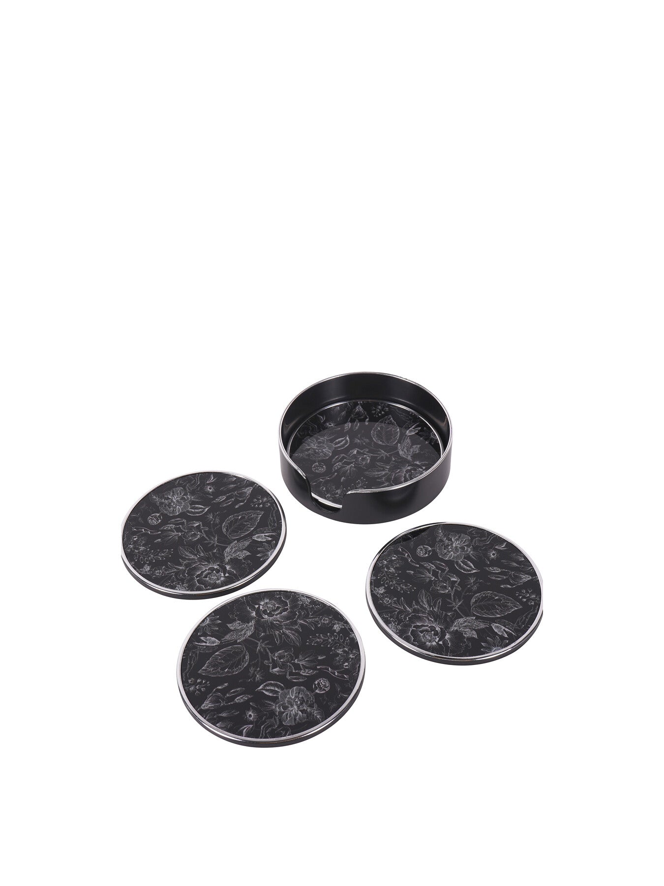 Louise Print Set Of 4 Coasters In Holder