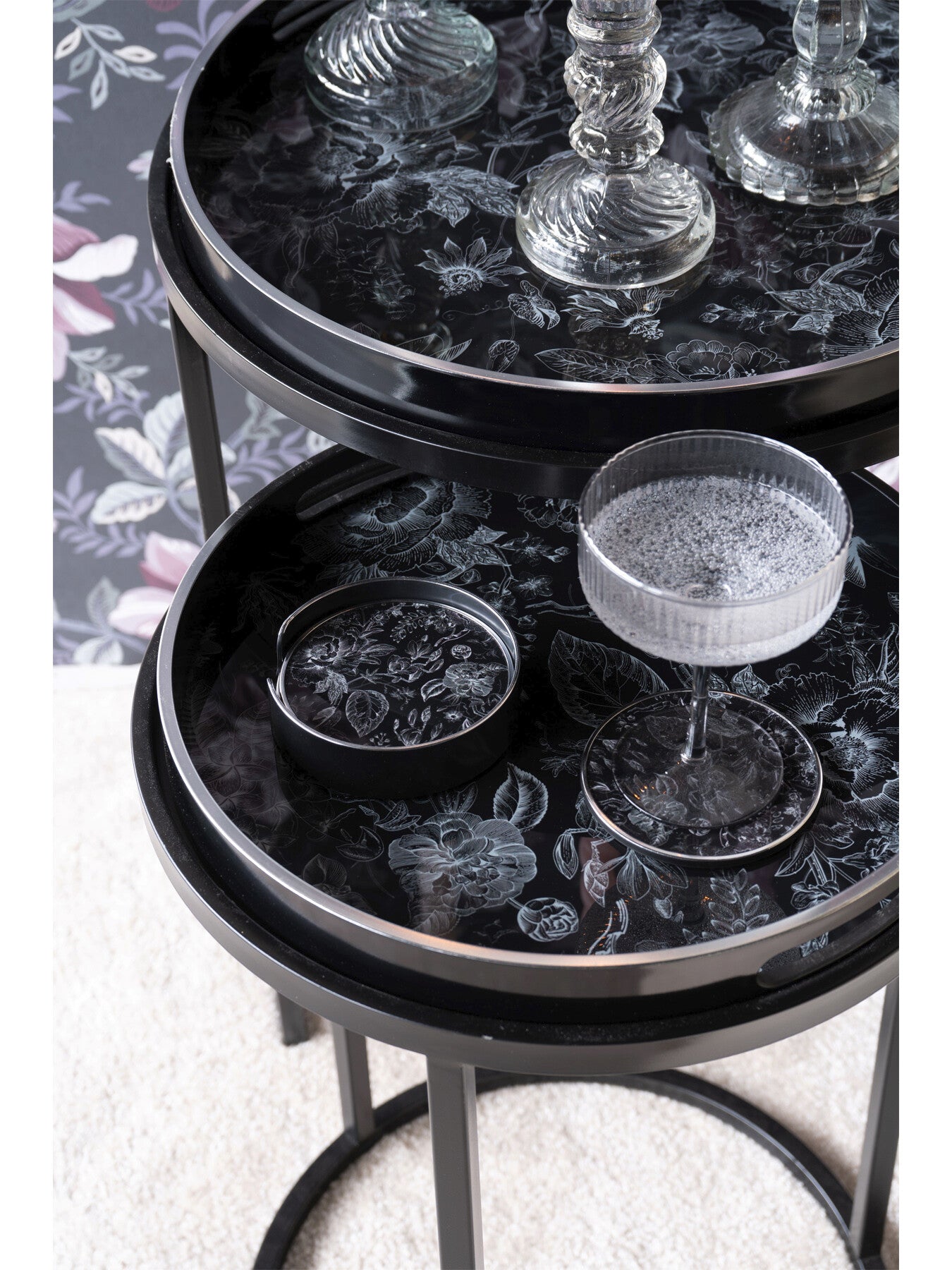 Louise Print Set Of 4 Coasters In Holder