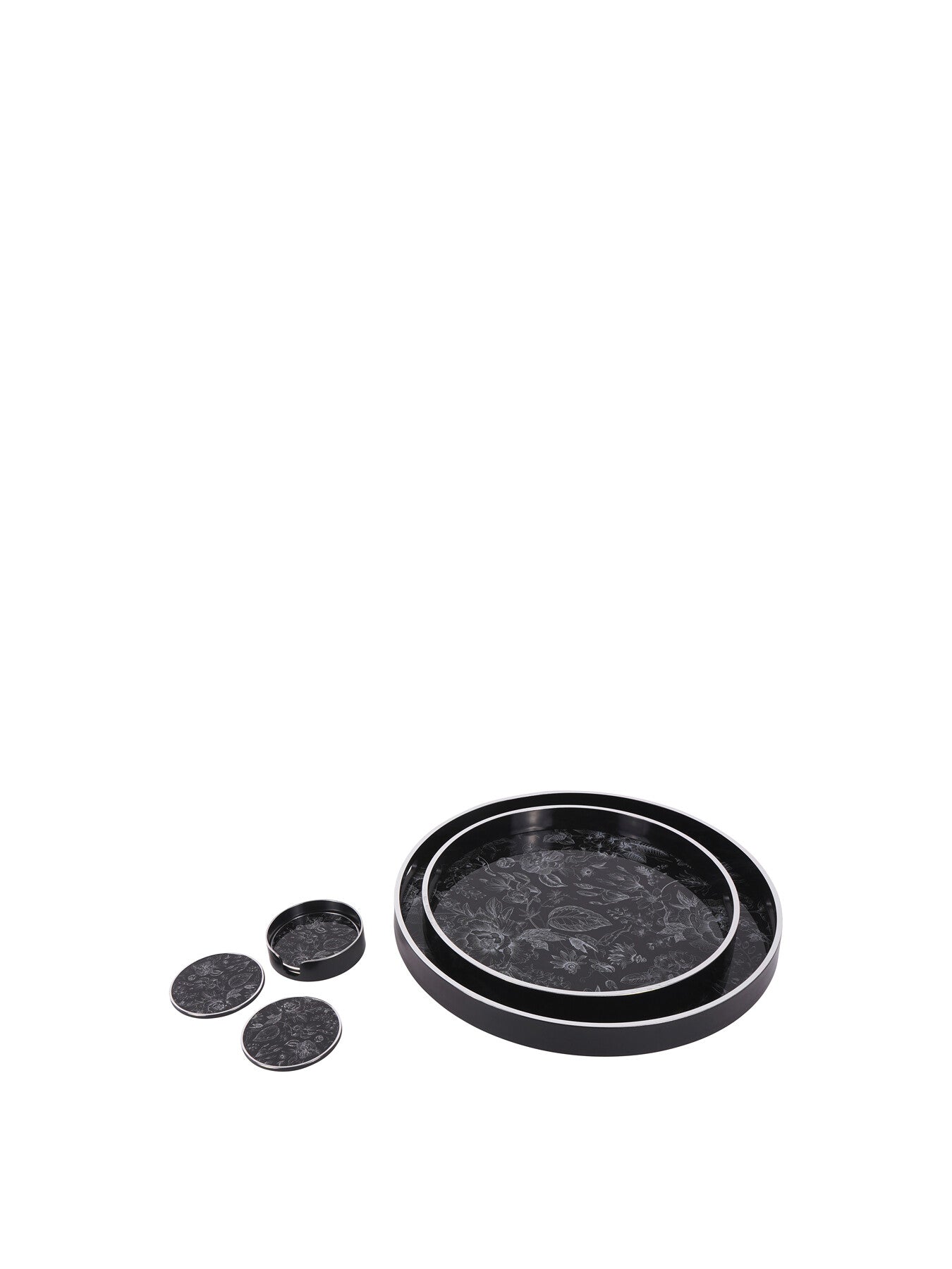 Louise Print Set Of 4 Coasters In Holder