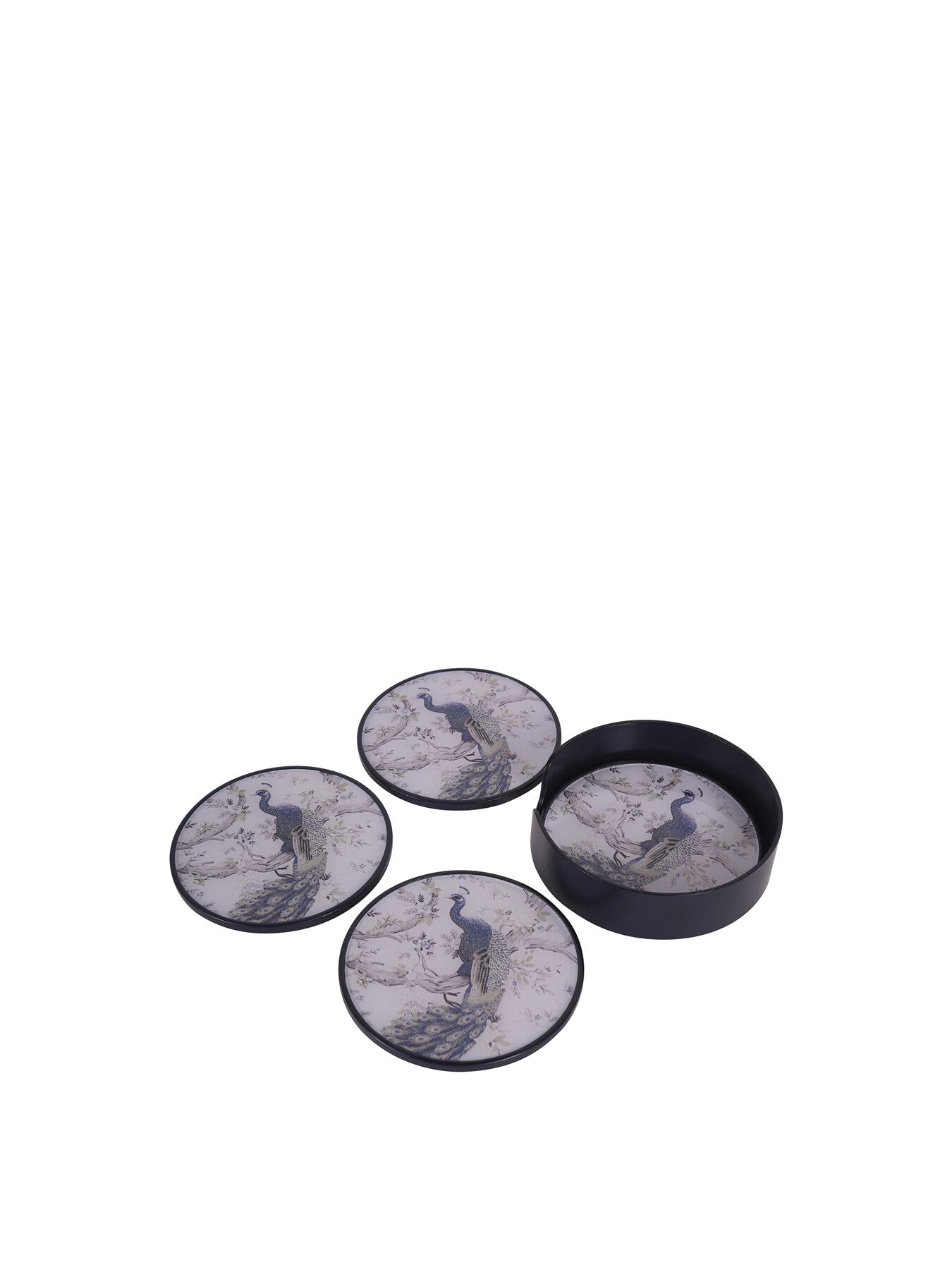 Belvedere Peacock Print Set Of 4 Coasters