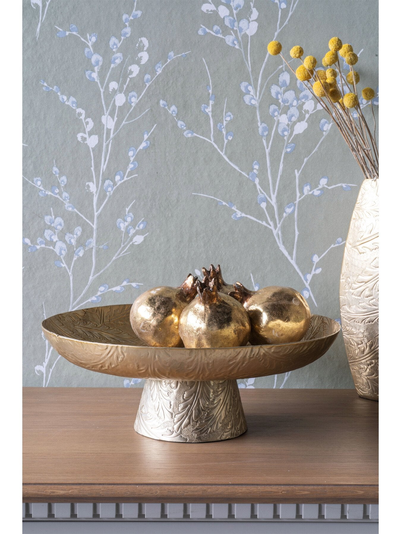 Winspear Gold Leaf Embossed Round Footed Bowl