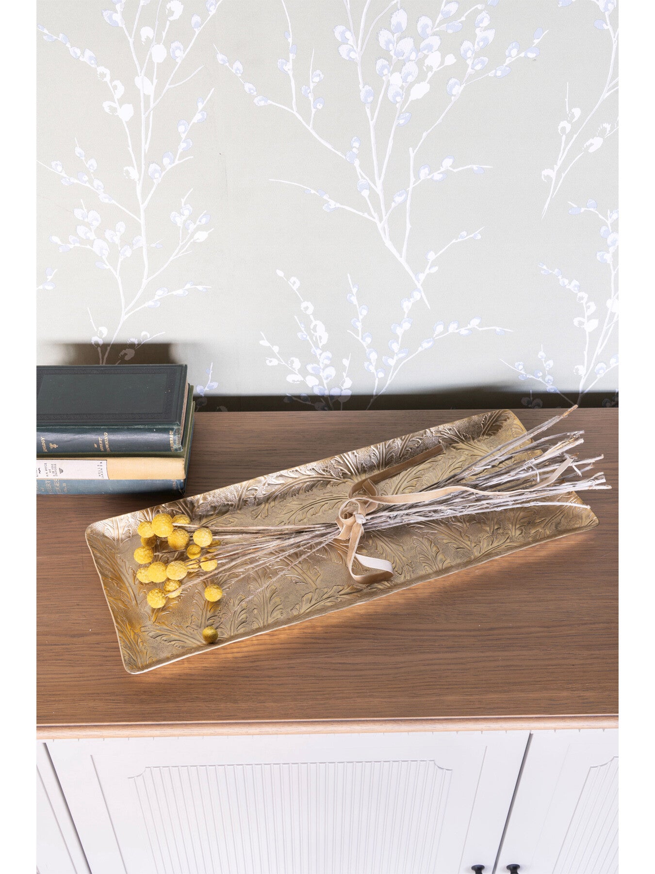 Winspear Gold Leaf Embossed Rect Plate Decora