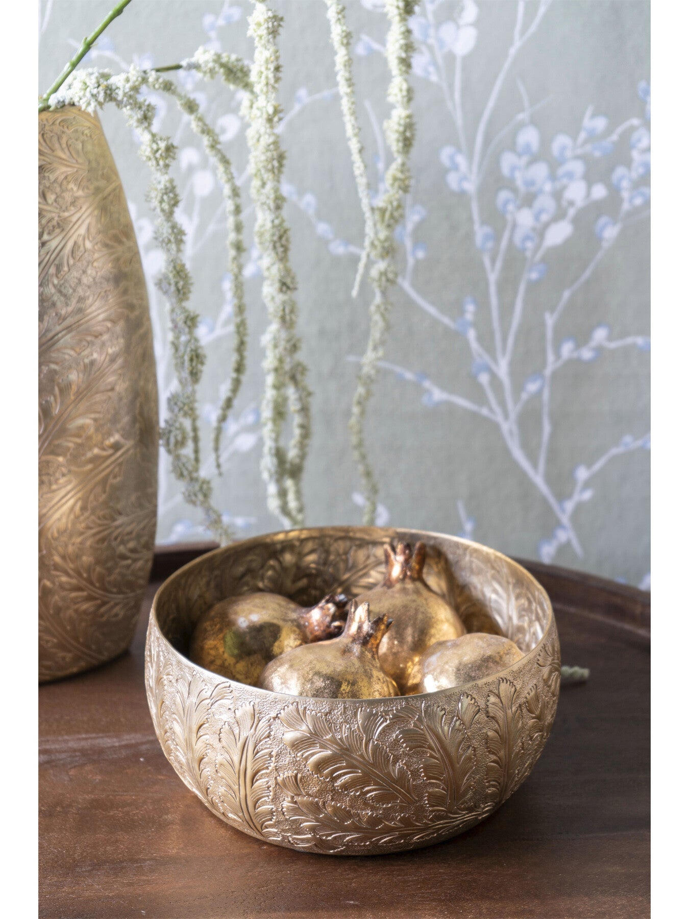 Winspear Gold Leaf Embossed Round Convex Bowl