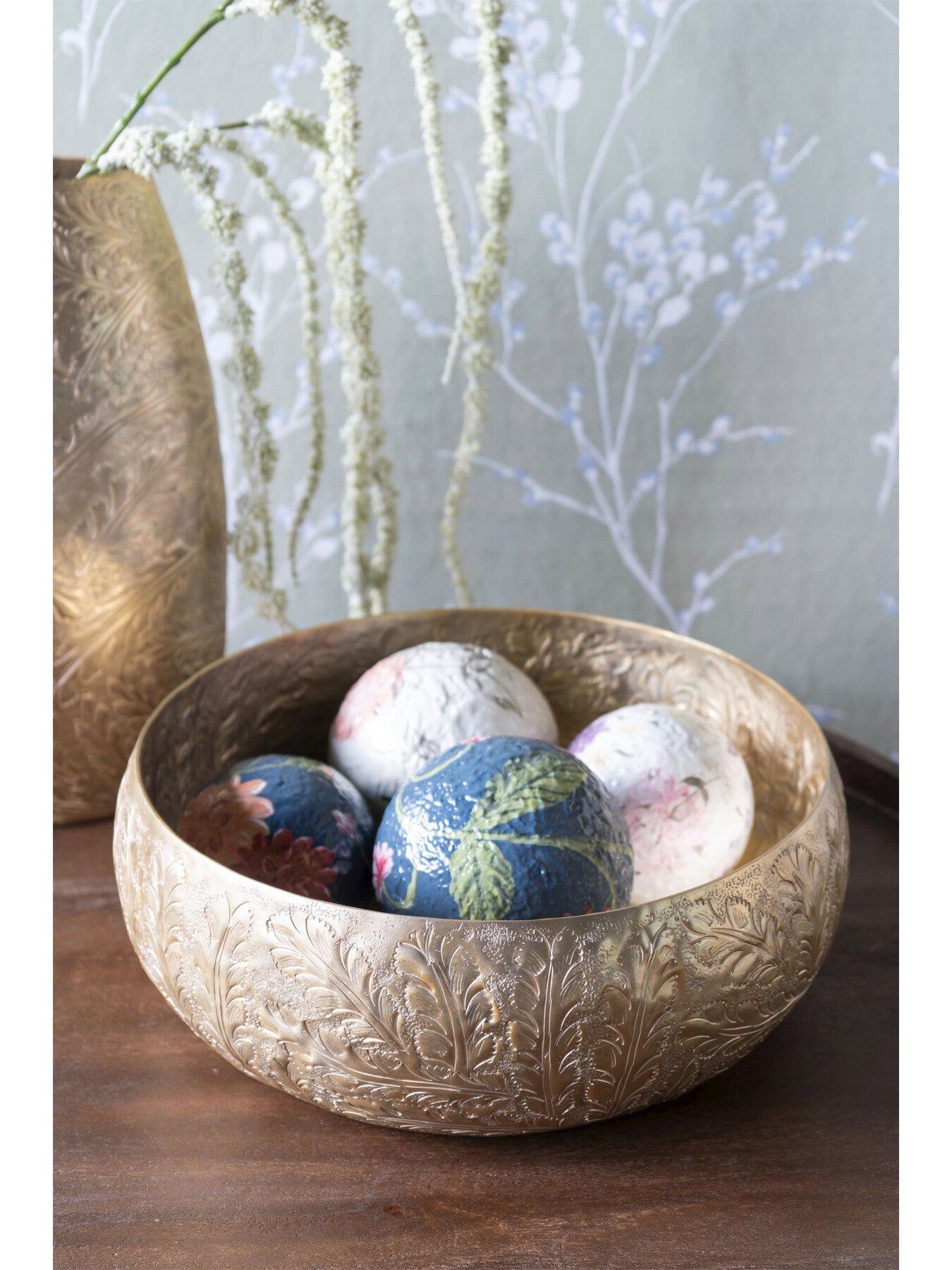 Winspear Gold Leaf Embossed Round Convex Bowl