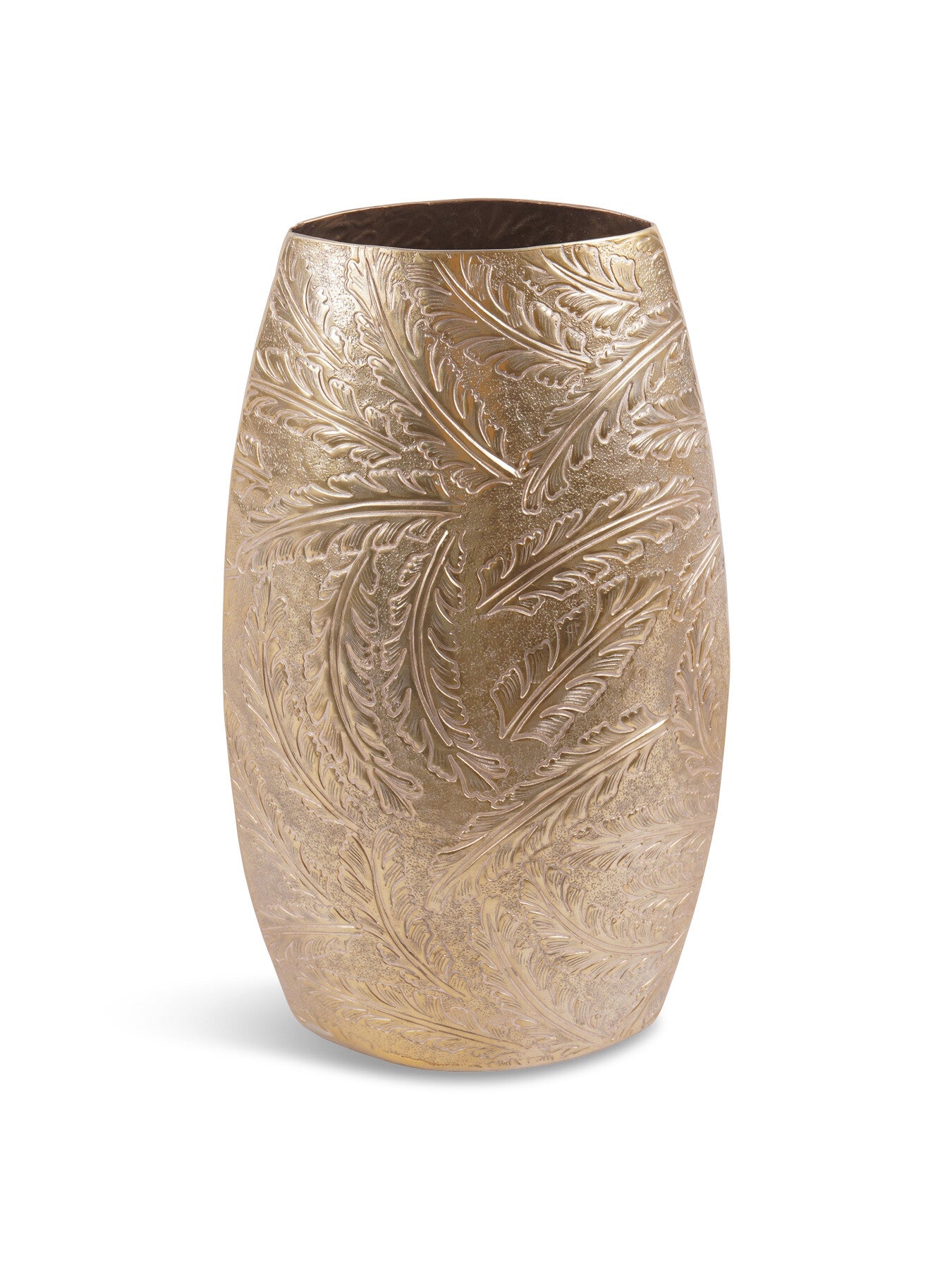 Winspear Gold Leaf Embossed Oval Barrel Vase
