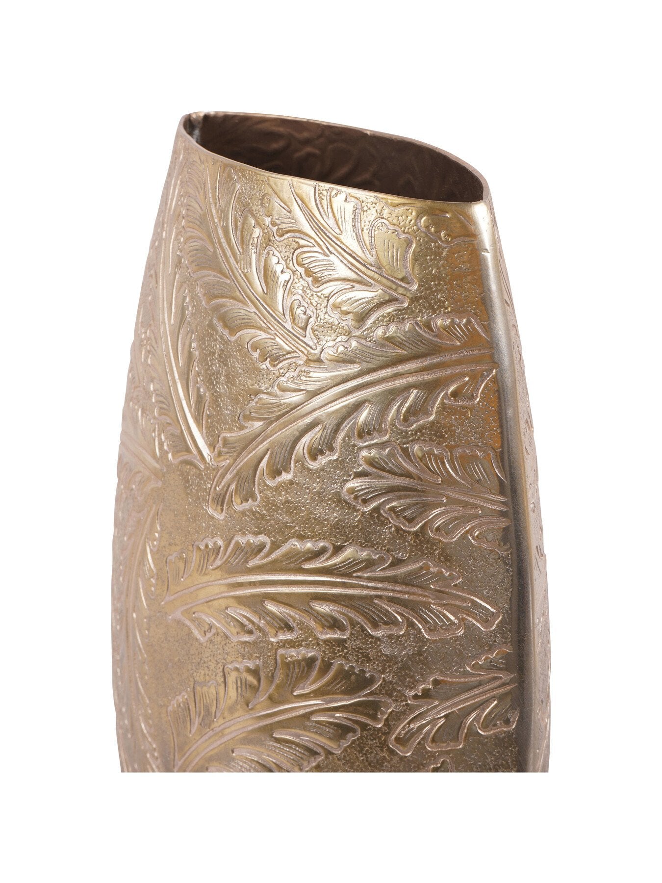 Winspear Gold Leaf Embossed Oval Barrel Vase