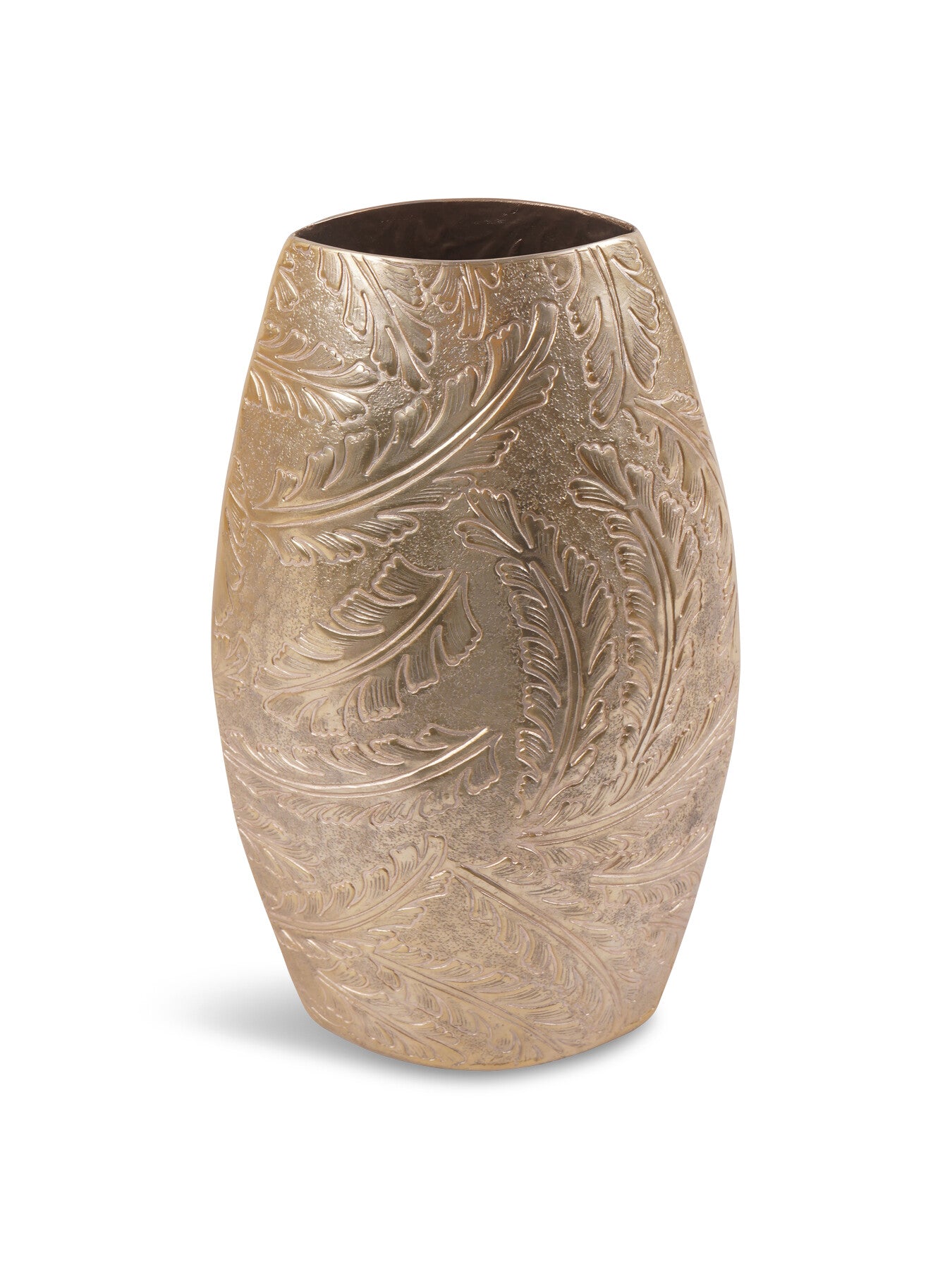 Winspear Gold Leaf Embossed Oval Barrel Vase
