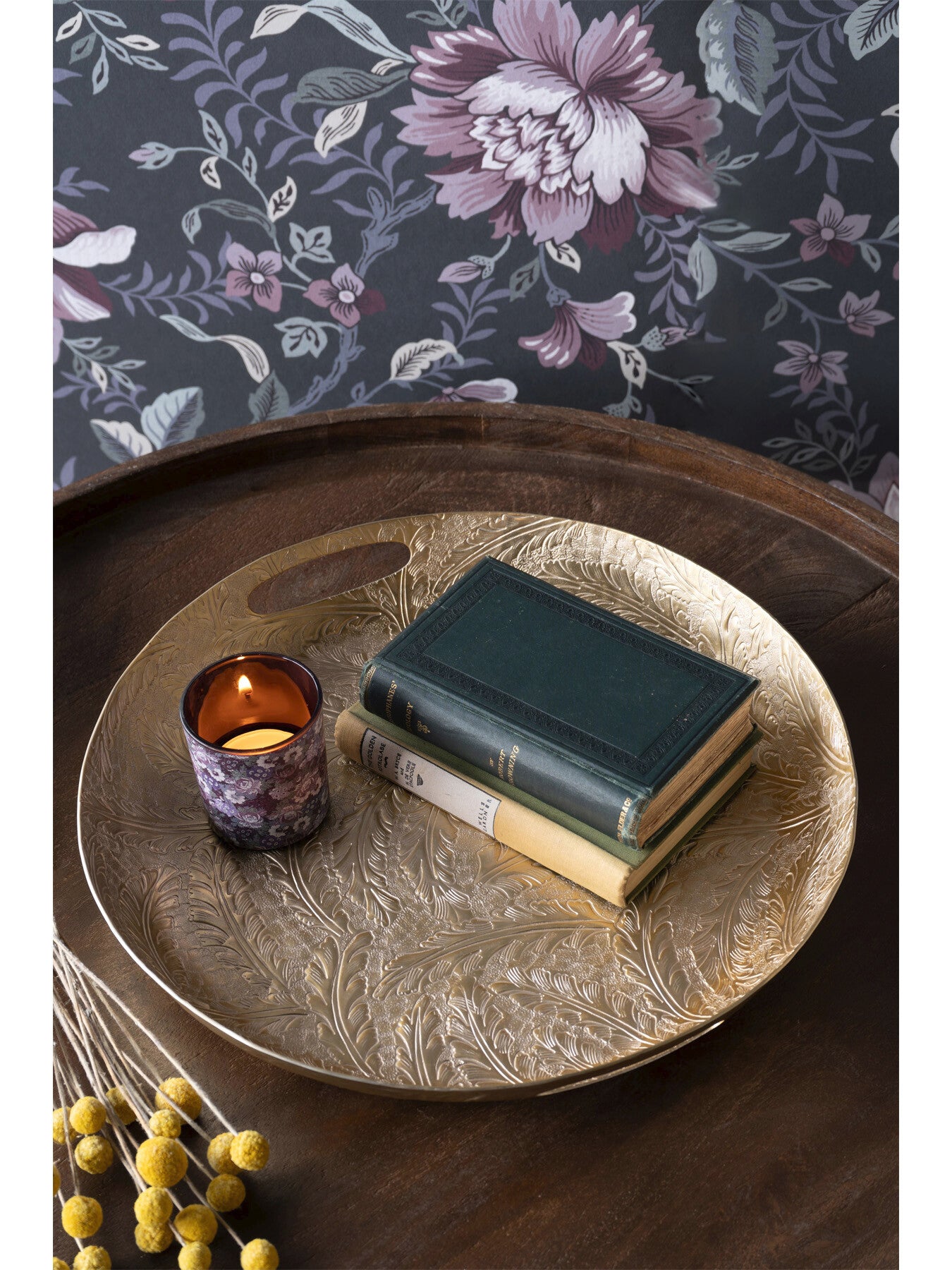 Winspear Gold Leaf Embossed Round Platter, De