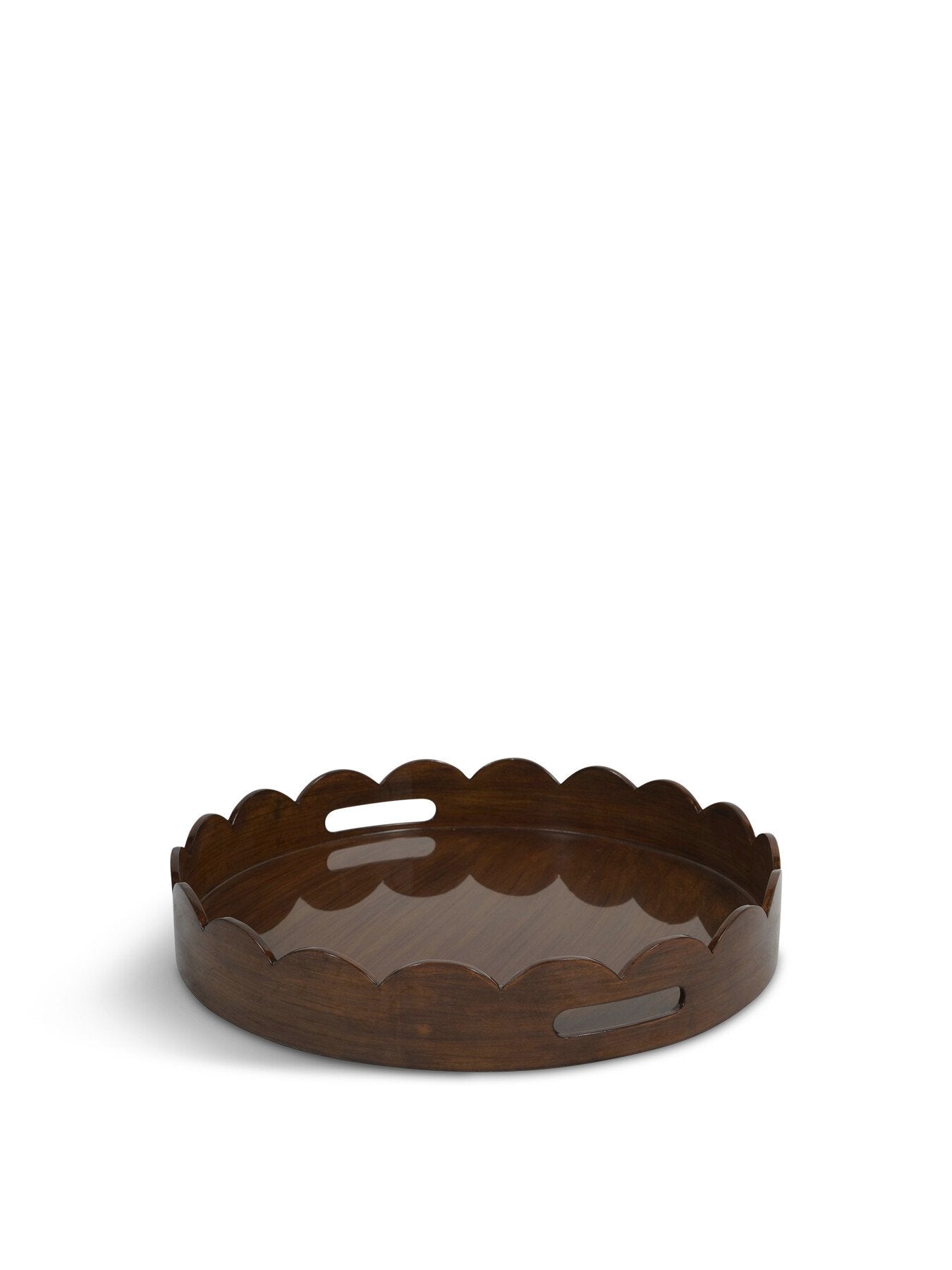 Lacquer Round Tray Maple with Scallop Edge