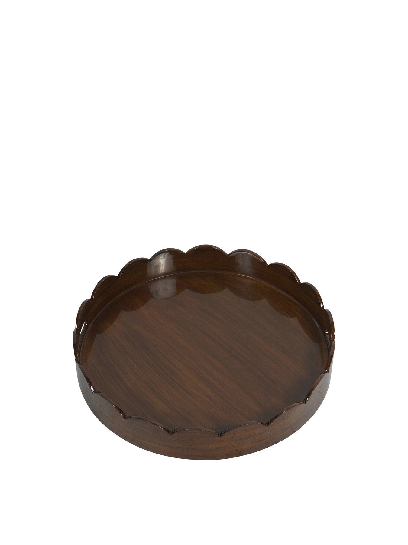 Lacquer Round Tray Maple with Scallop Edge