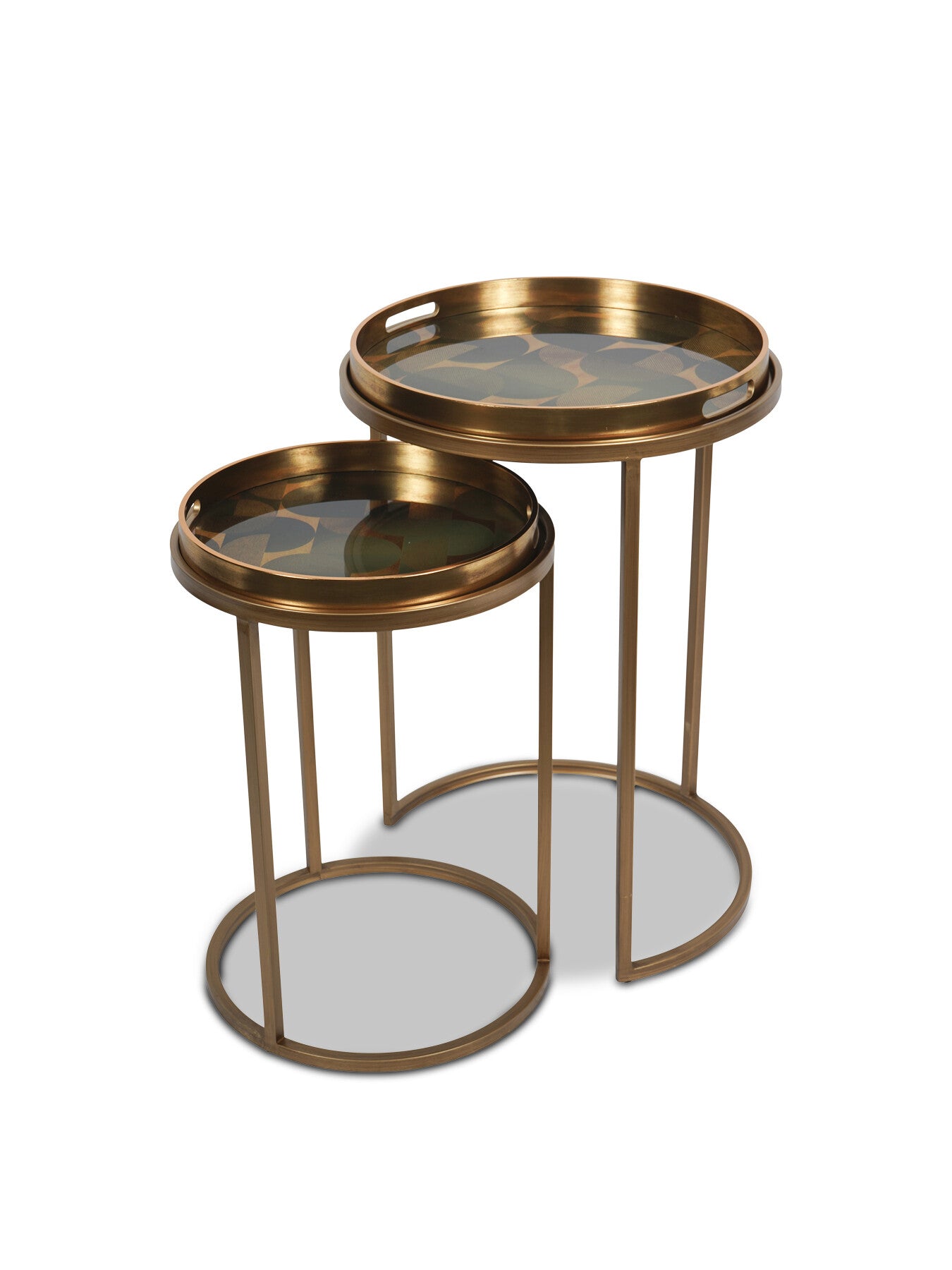 Retro Pattern Set of 2 Side Tray Tables