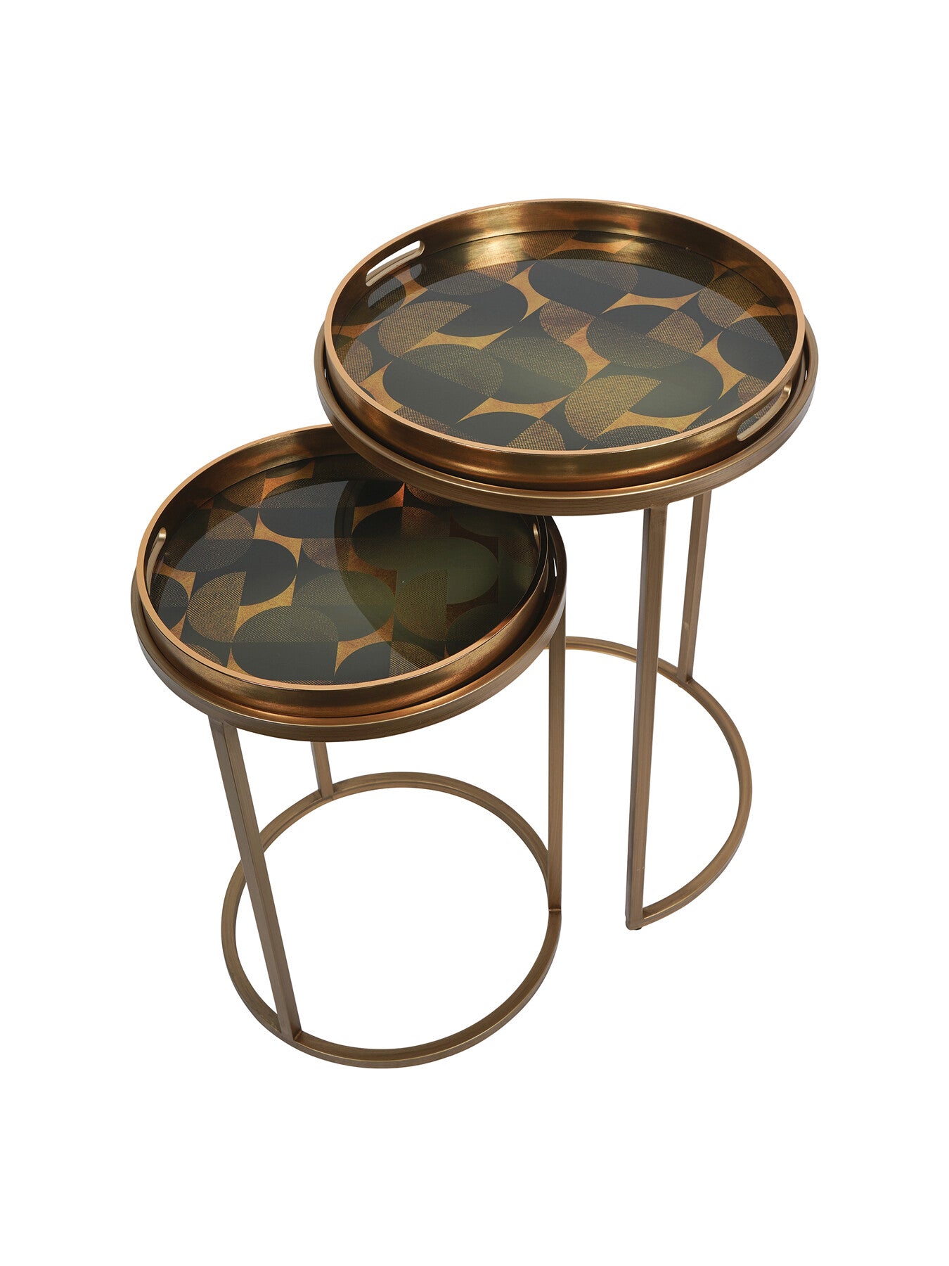 Retro Pattern Set of 2 Side Tray Tables