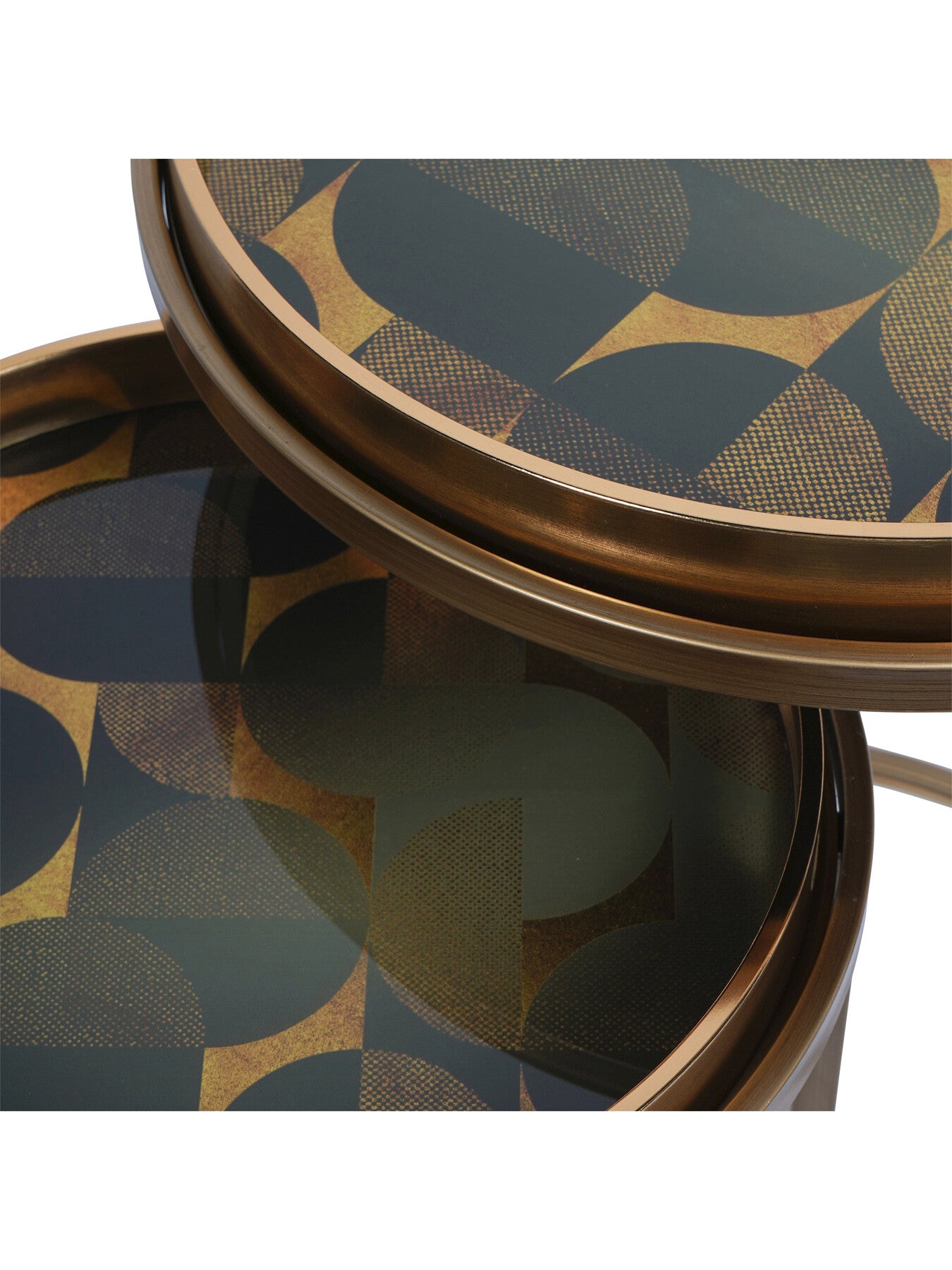 Retro Pattern Set of 2 Side Tray Tables