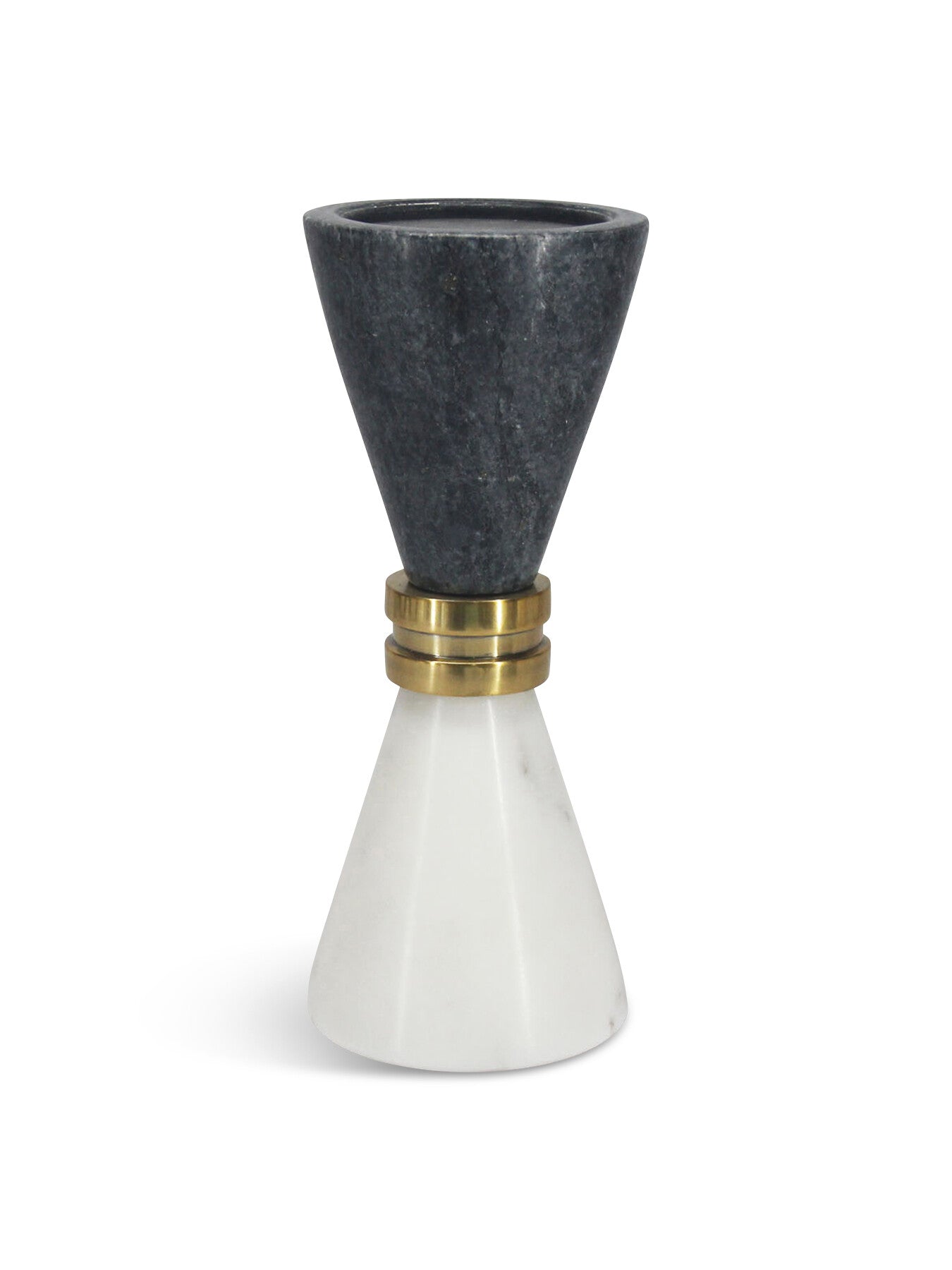Marble Candle Holder  Black & White with Brass T