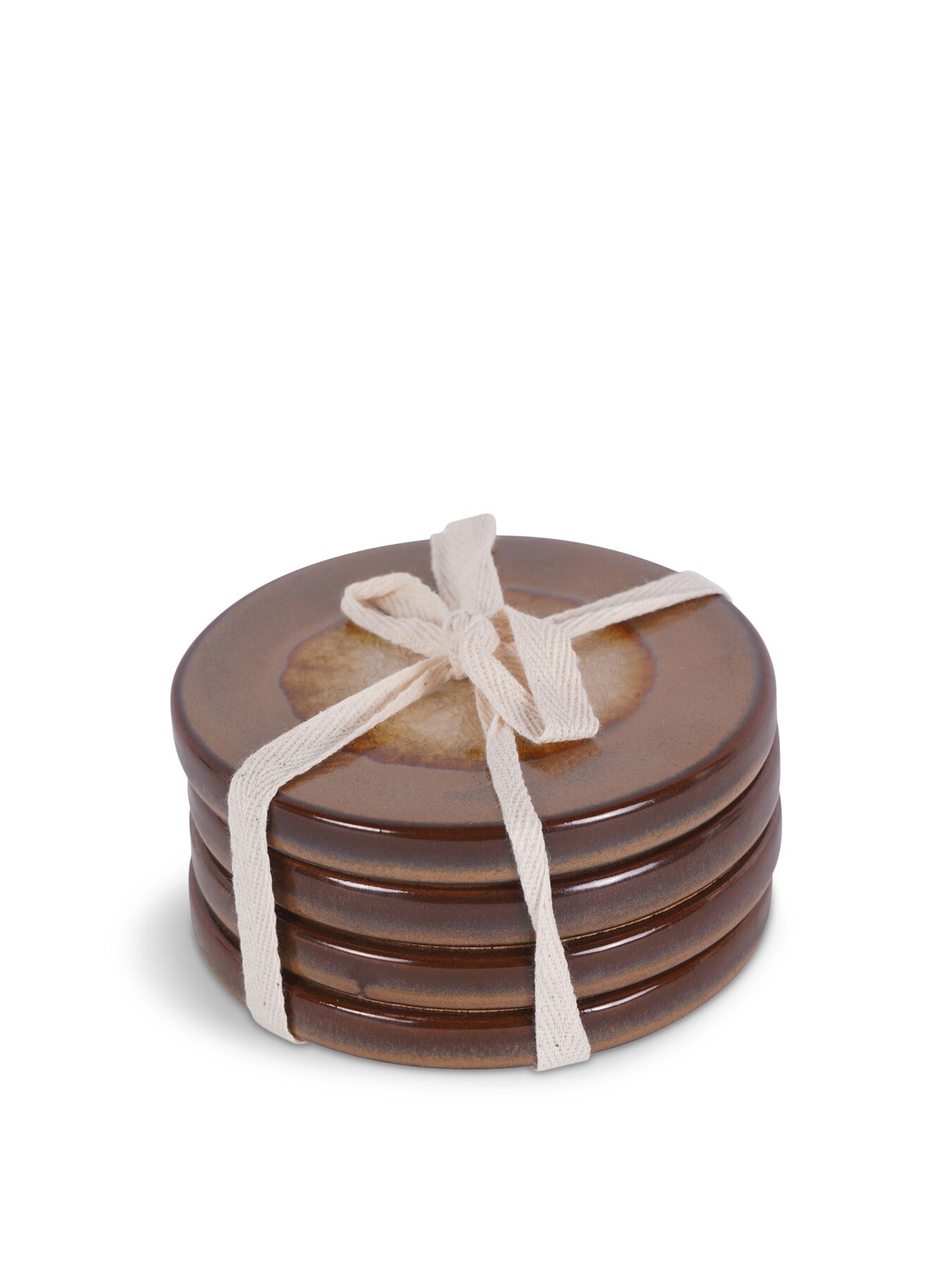 Reactive Glazed Medway Ochre Coaster Set of Fou