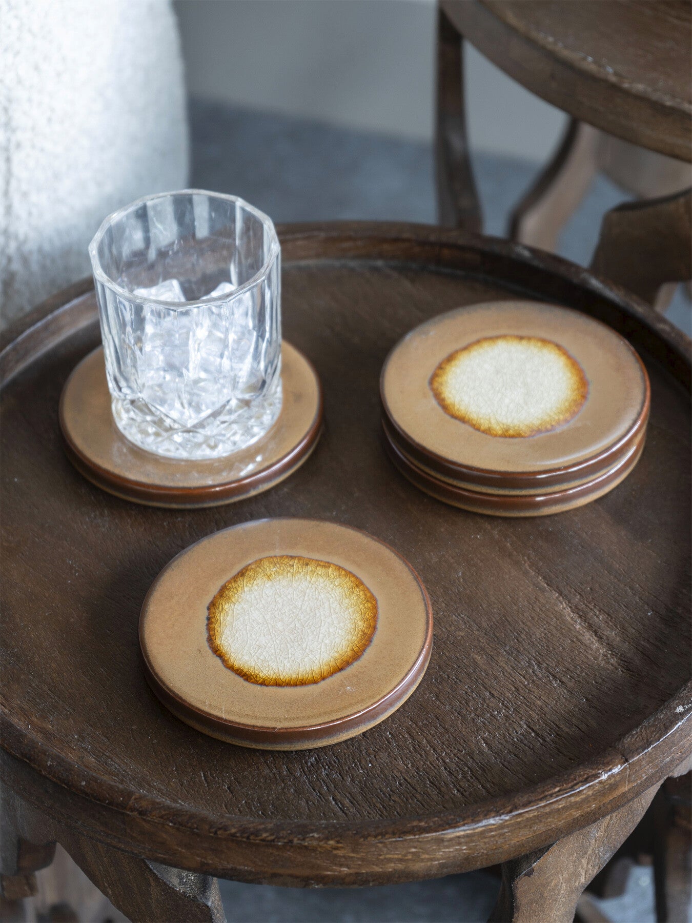 Reactive Glazed Medway Ochre Coaster Set of Fou