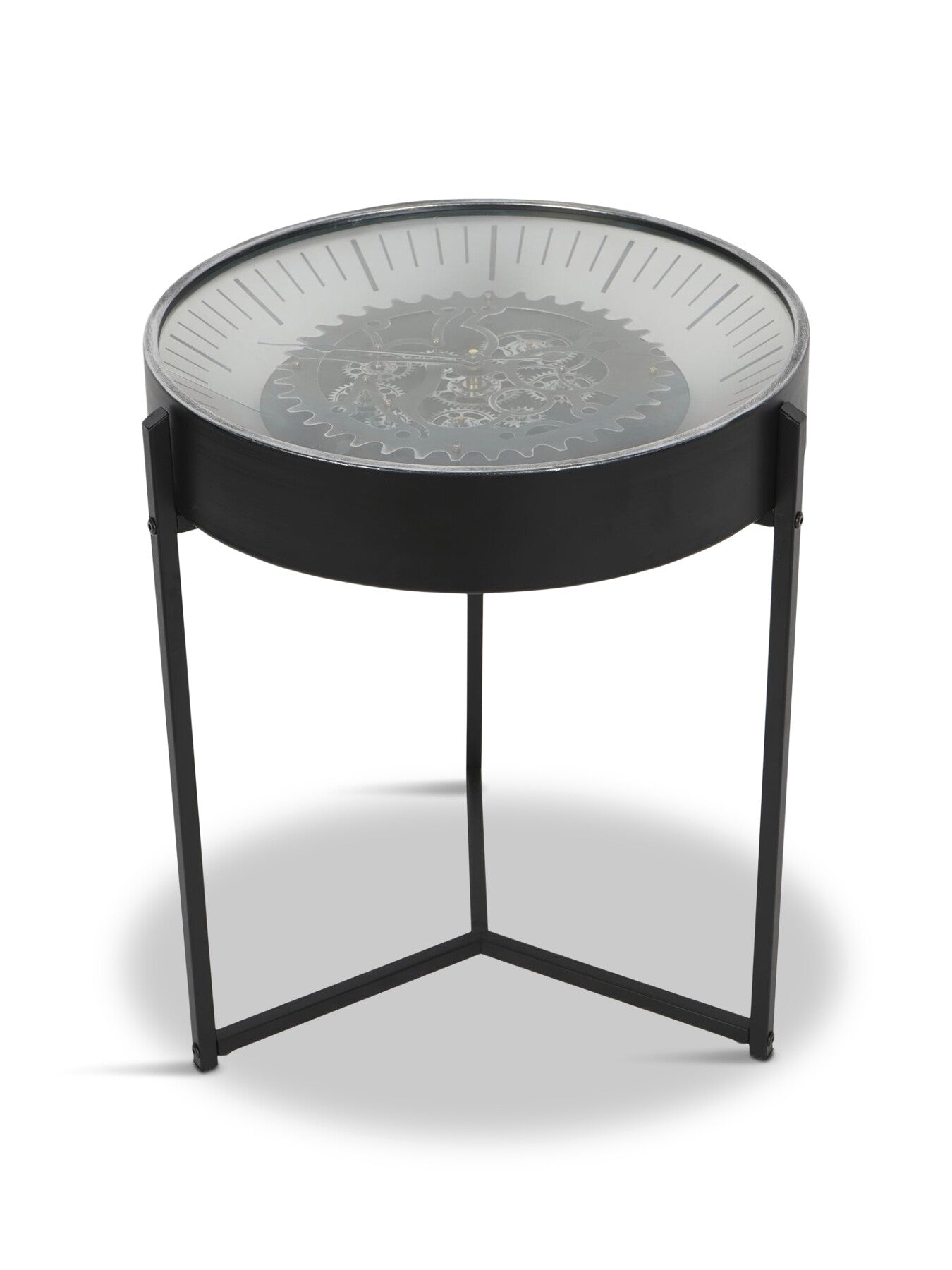 Palladium Side Table Clock with Moving Dials Black