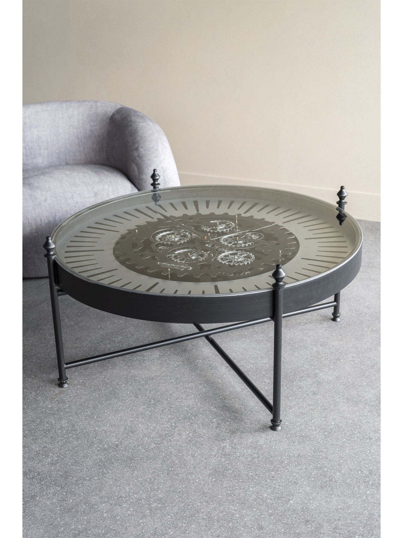 Palladium Coffee Table Wall Clock with Moving Dials