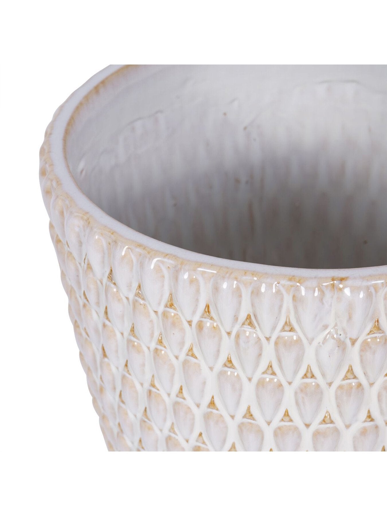 Mediterranean Reactive Glaze Ceramic Planter Cream