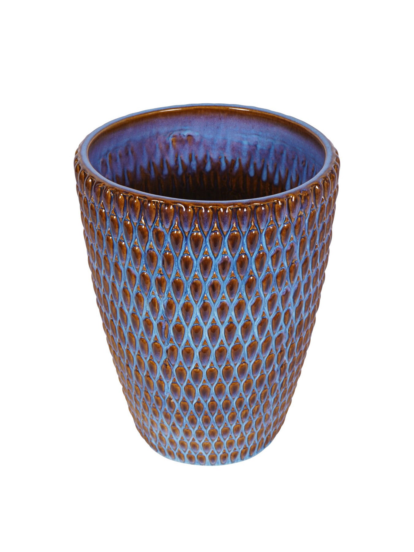 Mediterranean Reactive Glaze Ceramic Planter Blue