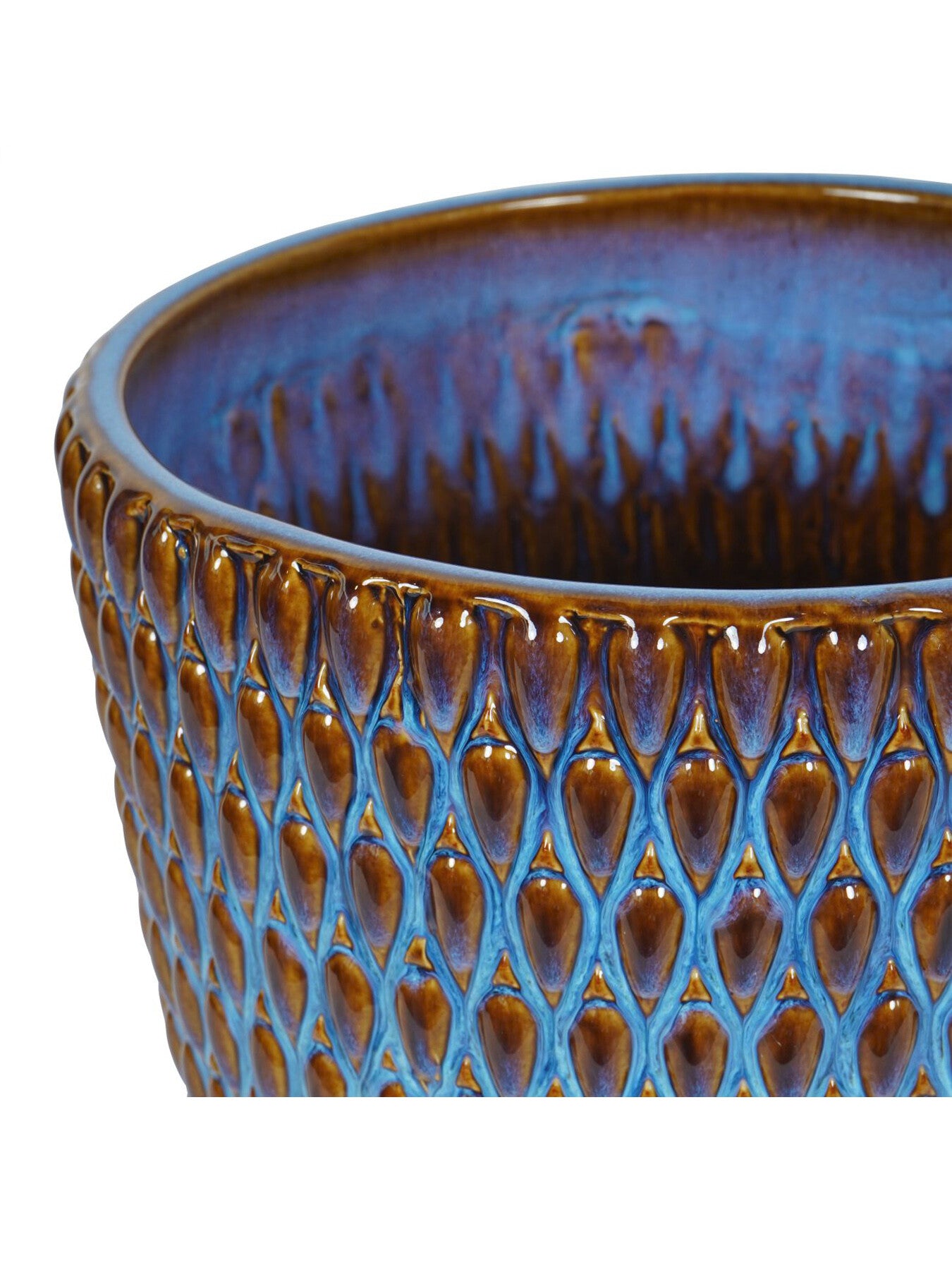 Mediterranean Reactive Glaze Ceramic Planter Blue