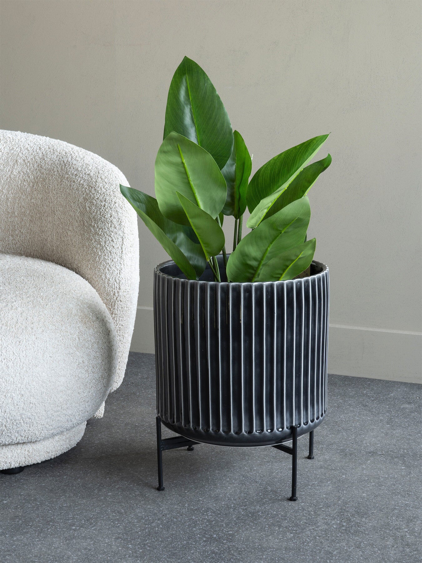 Medini Reactive Glaze Ceramic Planter on Stand