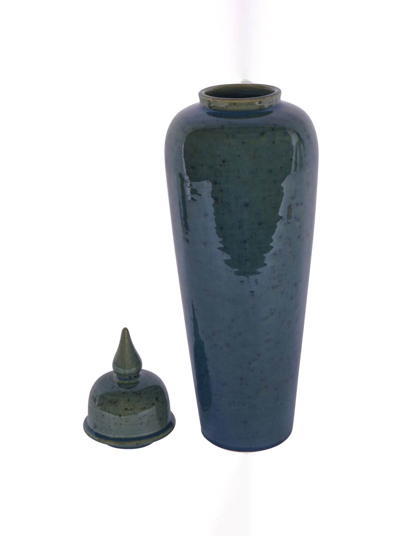 Mediterranean Ginger Jar Reactive Glazed Ceramic Green