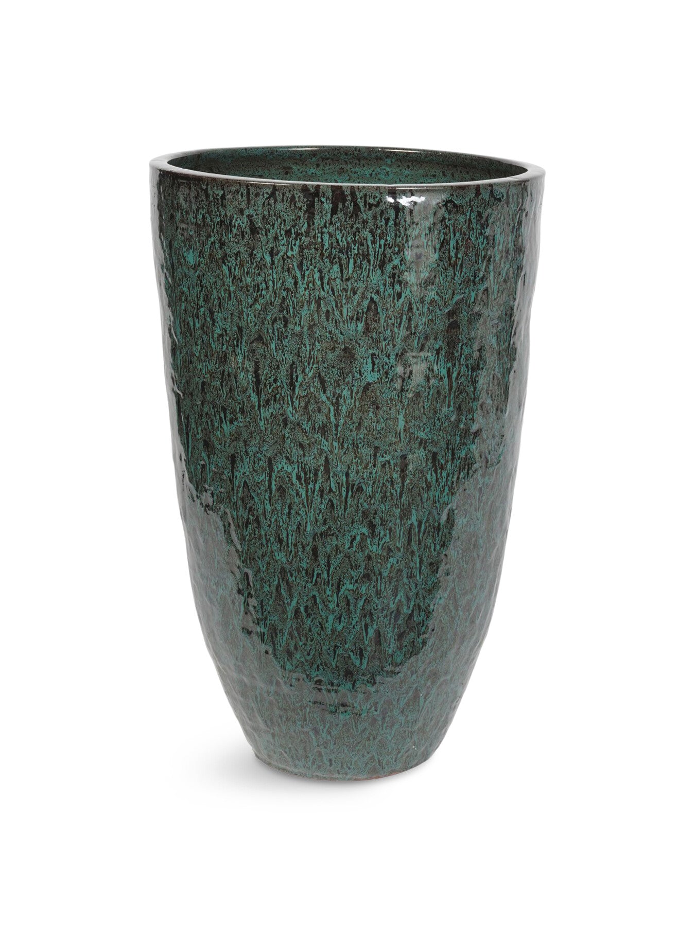 Mederno Reactive Glaze Ceramic Tall Planter Green