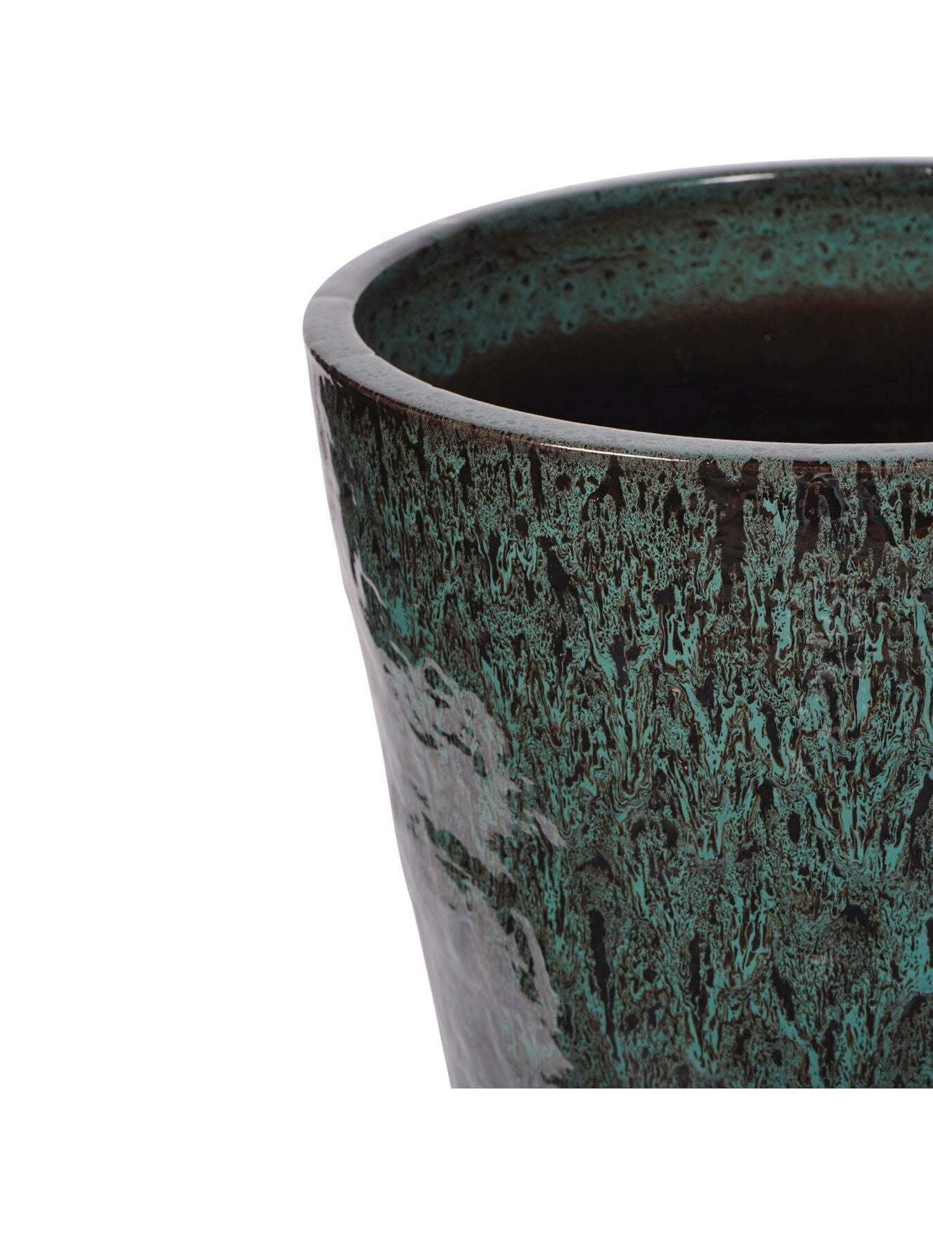Mederno Reactive Glaze Ceramic Tall Planter Green