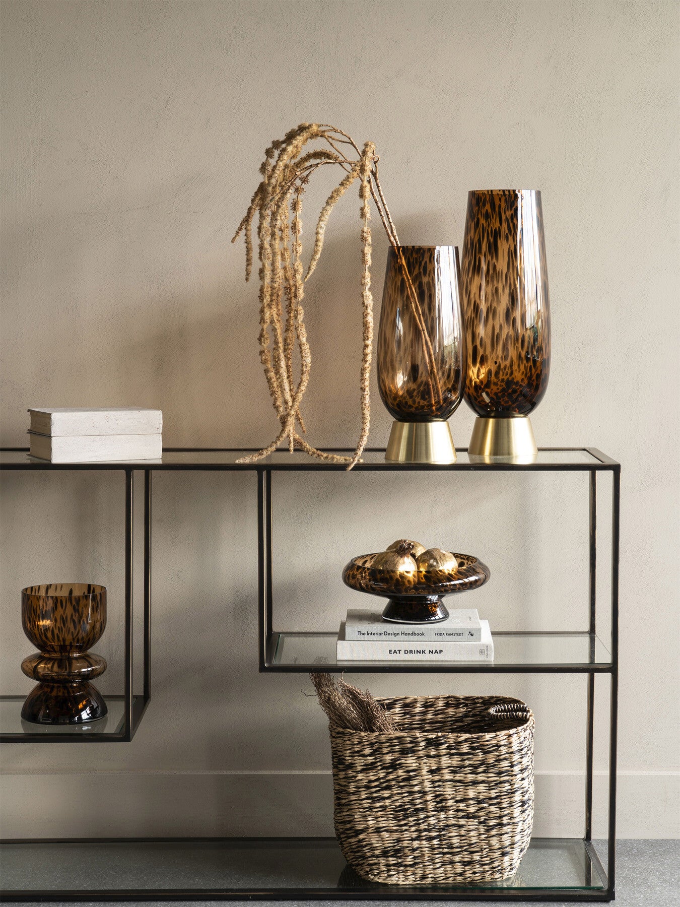 Savanna Glass Vase with Brass Base 40cm