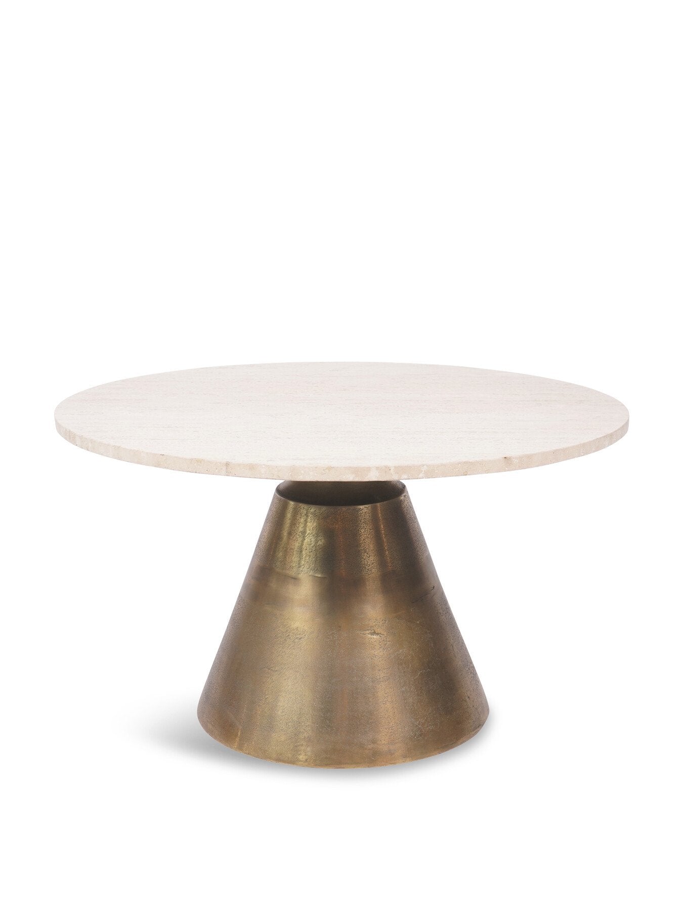 Clifton II Antique Brass and Light Travertine Coffee T