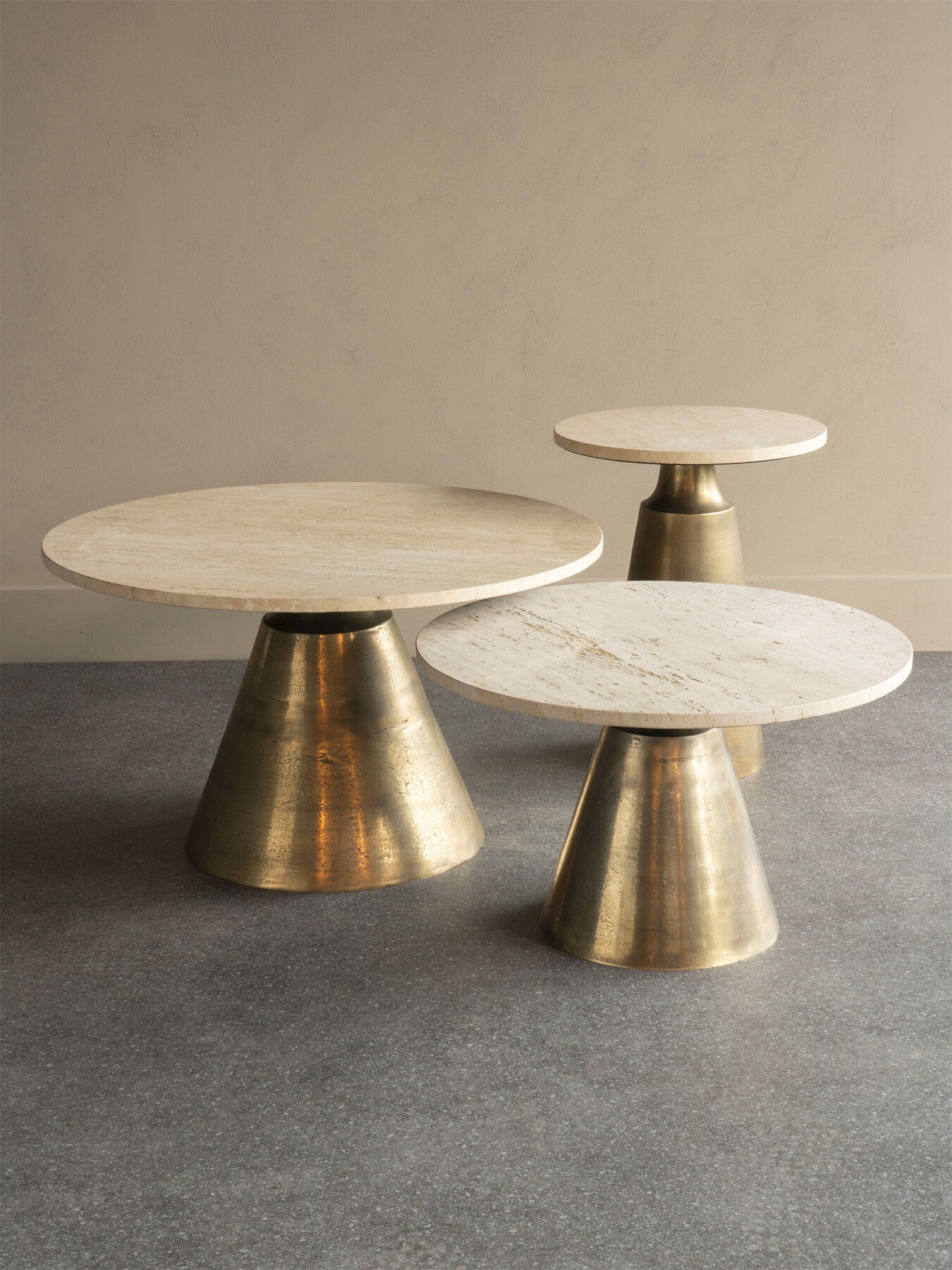 Clifton II Antique Brass and Light Travertine Coffee T