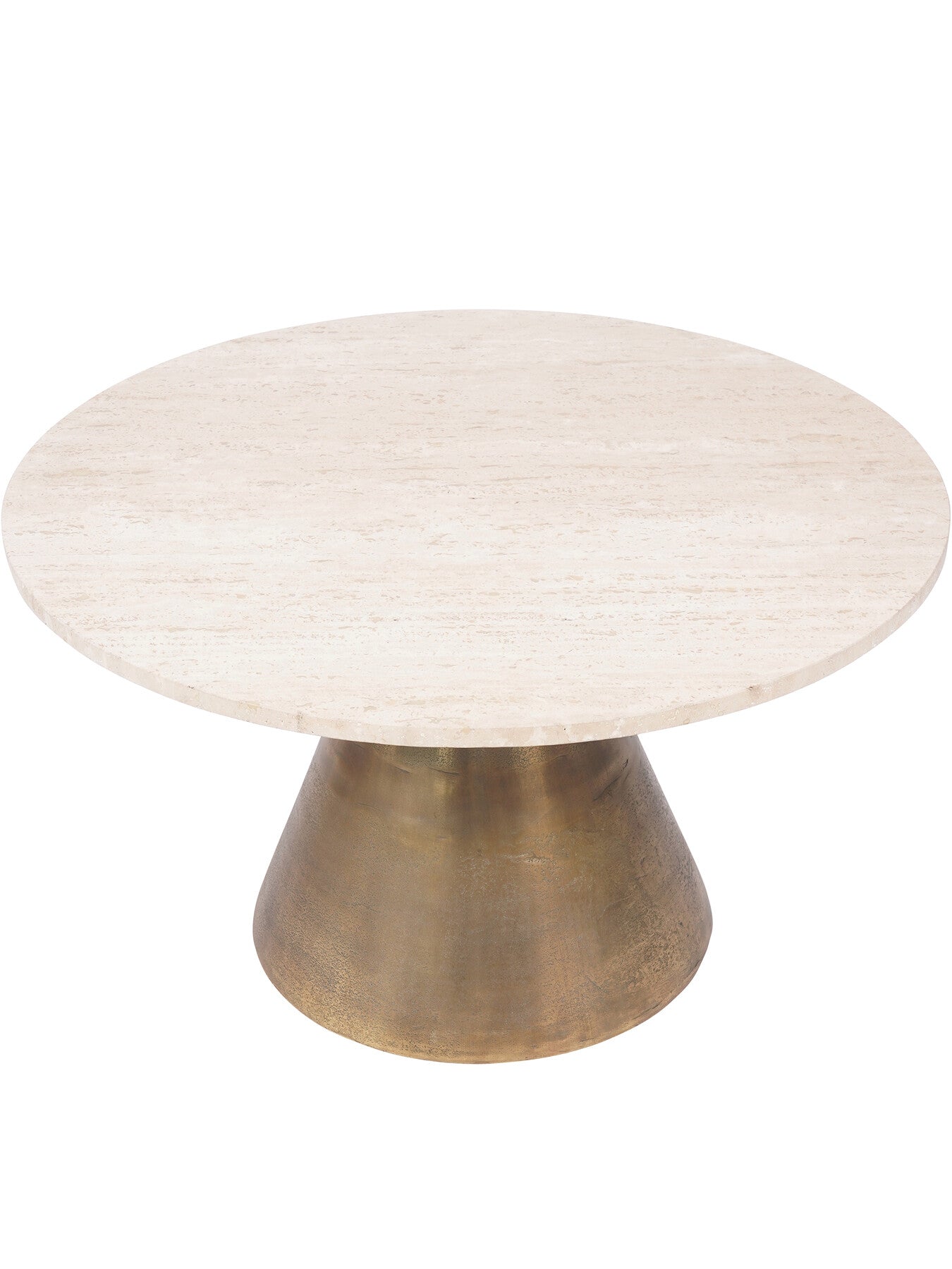 Clifton II Antique Brass and Light Travertine Coffee T