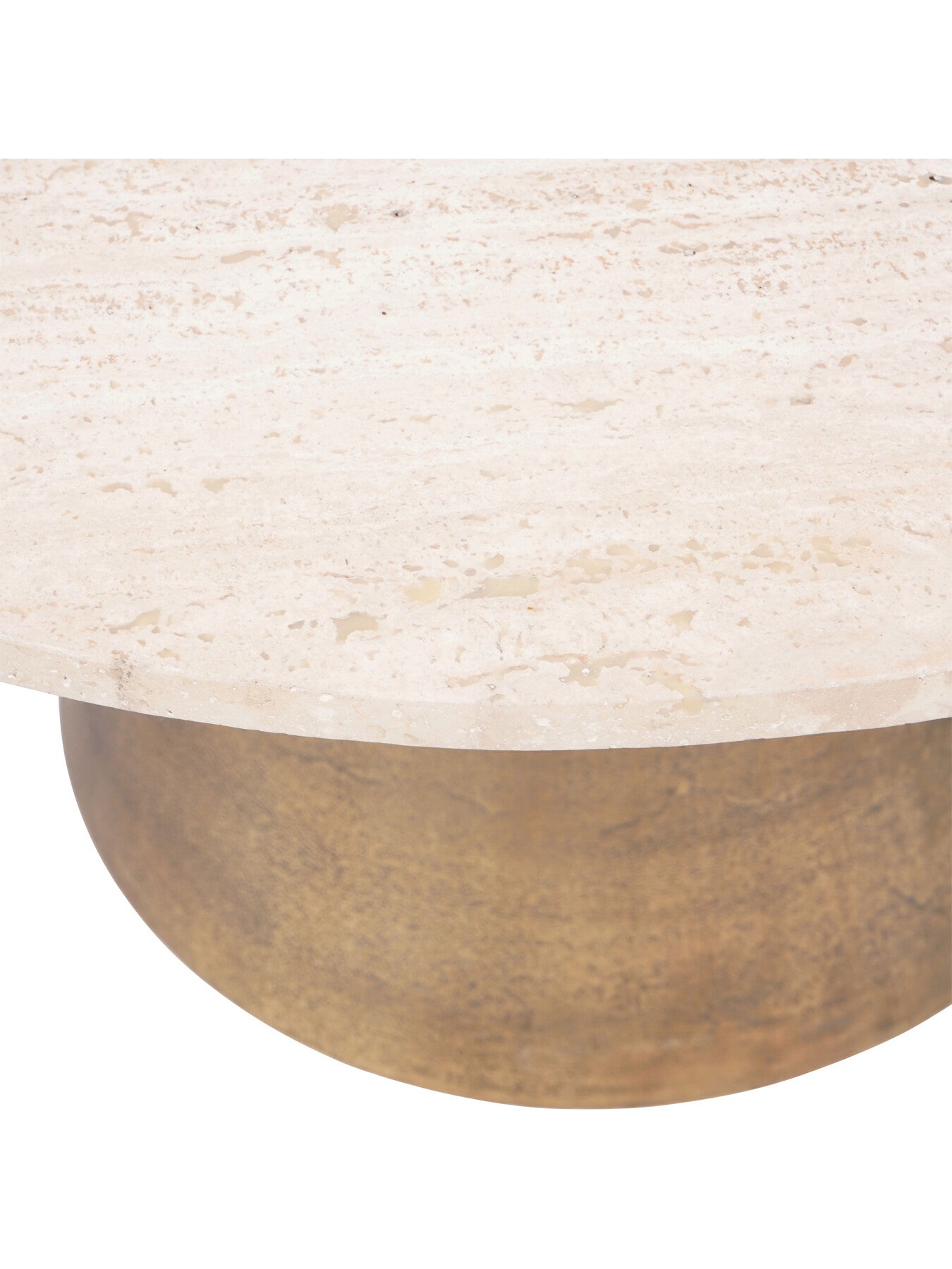 Clifton II Antique Brass and Light Travertine Coffee T