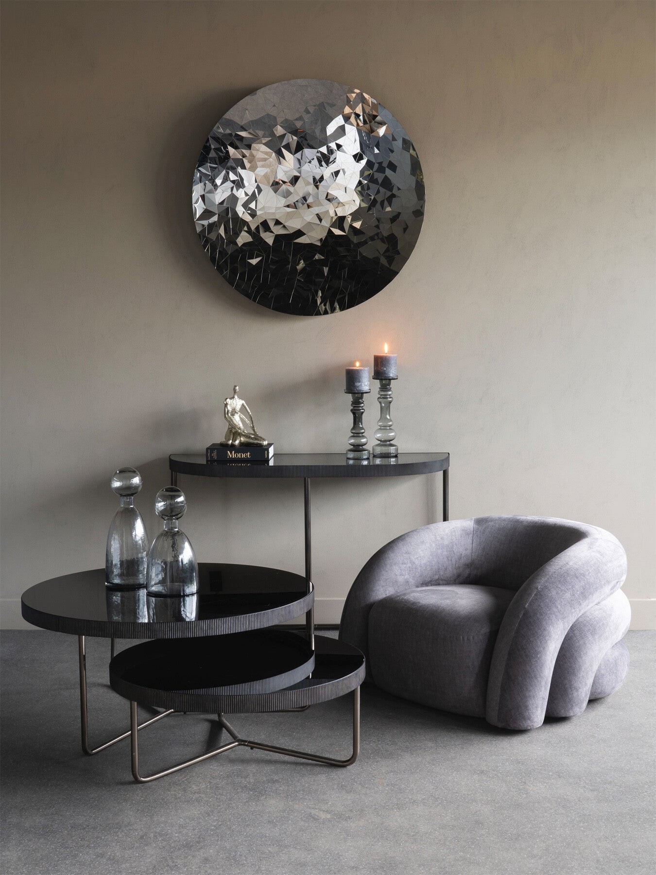 Casa Upholstered Curved Snug Chair Grey