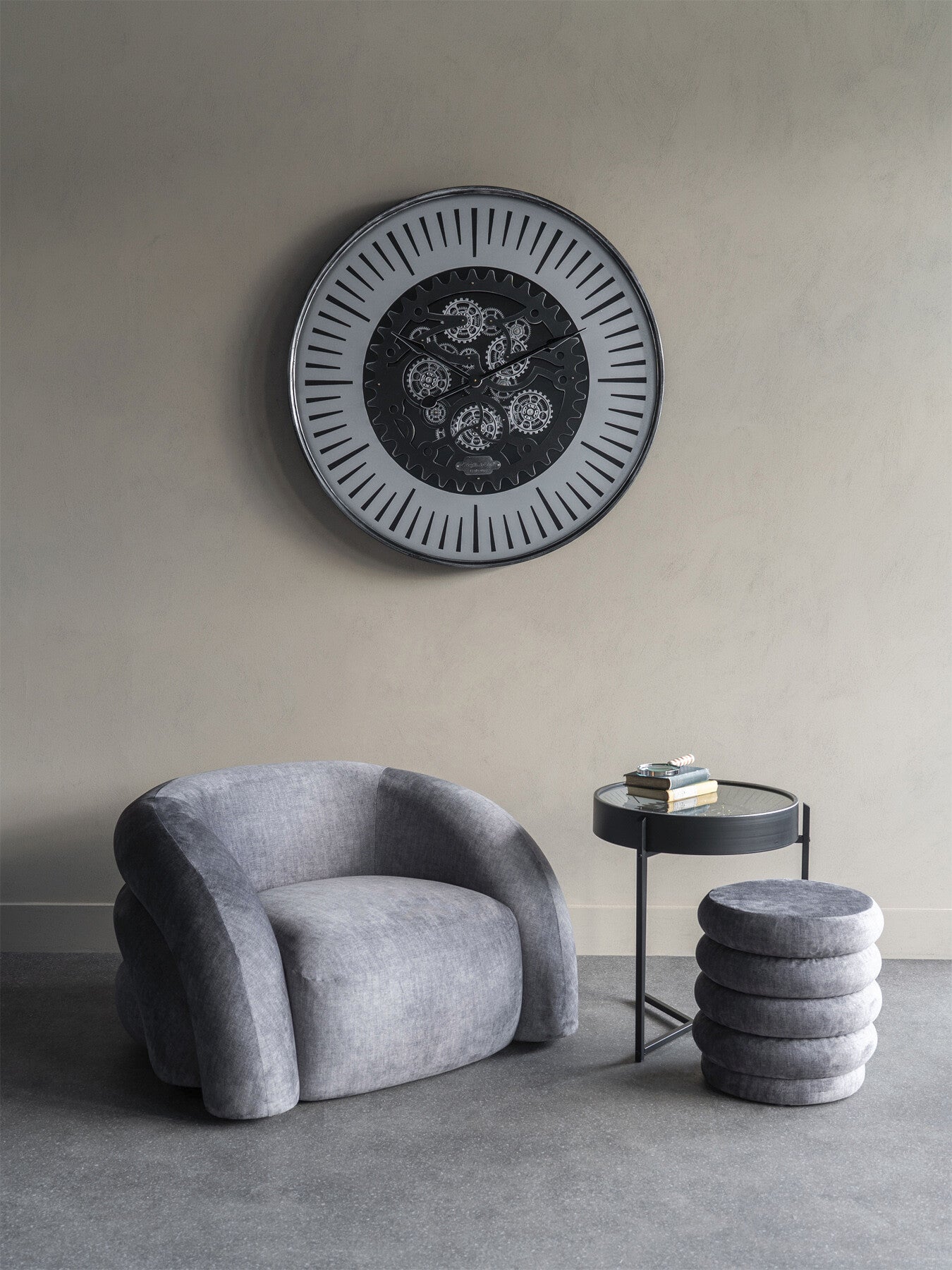 Casa Upholstered Stool with Fabric Base Grey