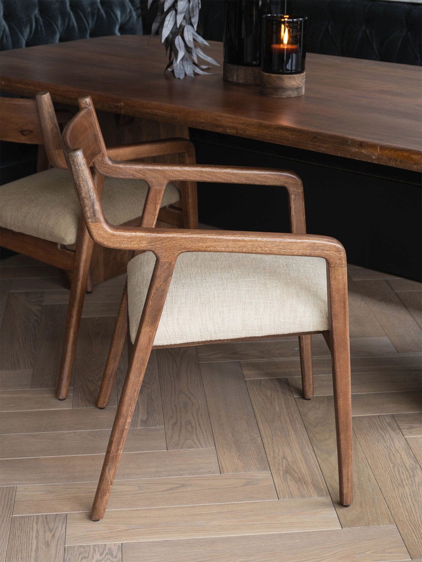 Monterey Wooden Upholstered Dining Chair in Beige