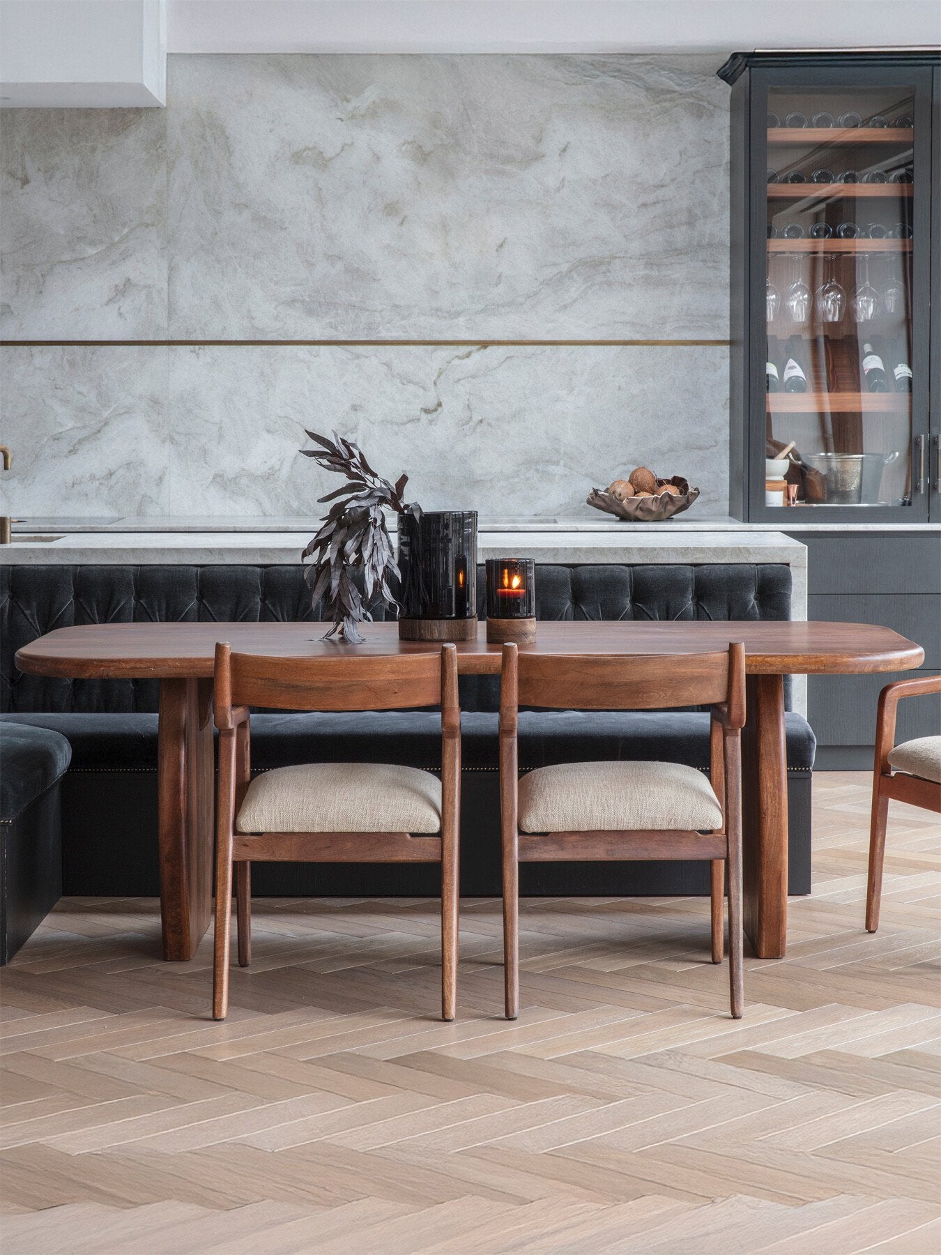 Monterey Wooden Upholstered Dining Chair in Beige