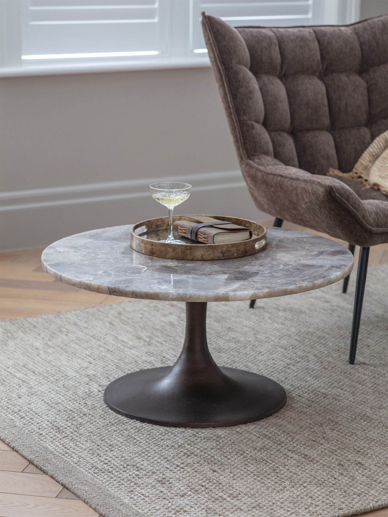 Bosworth Round Smokey Quartz Coffee Table 80cm
