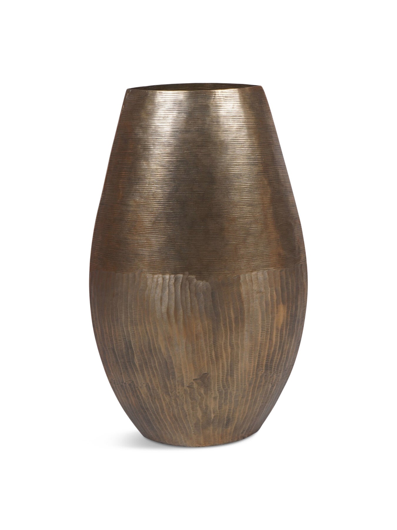 Southwold Textured Oval Antique Brass Vase 80cm