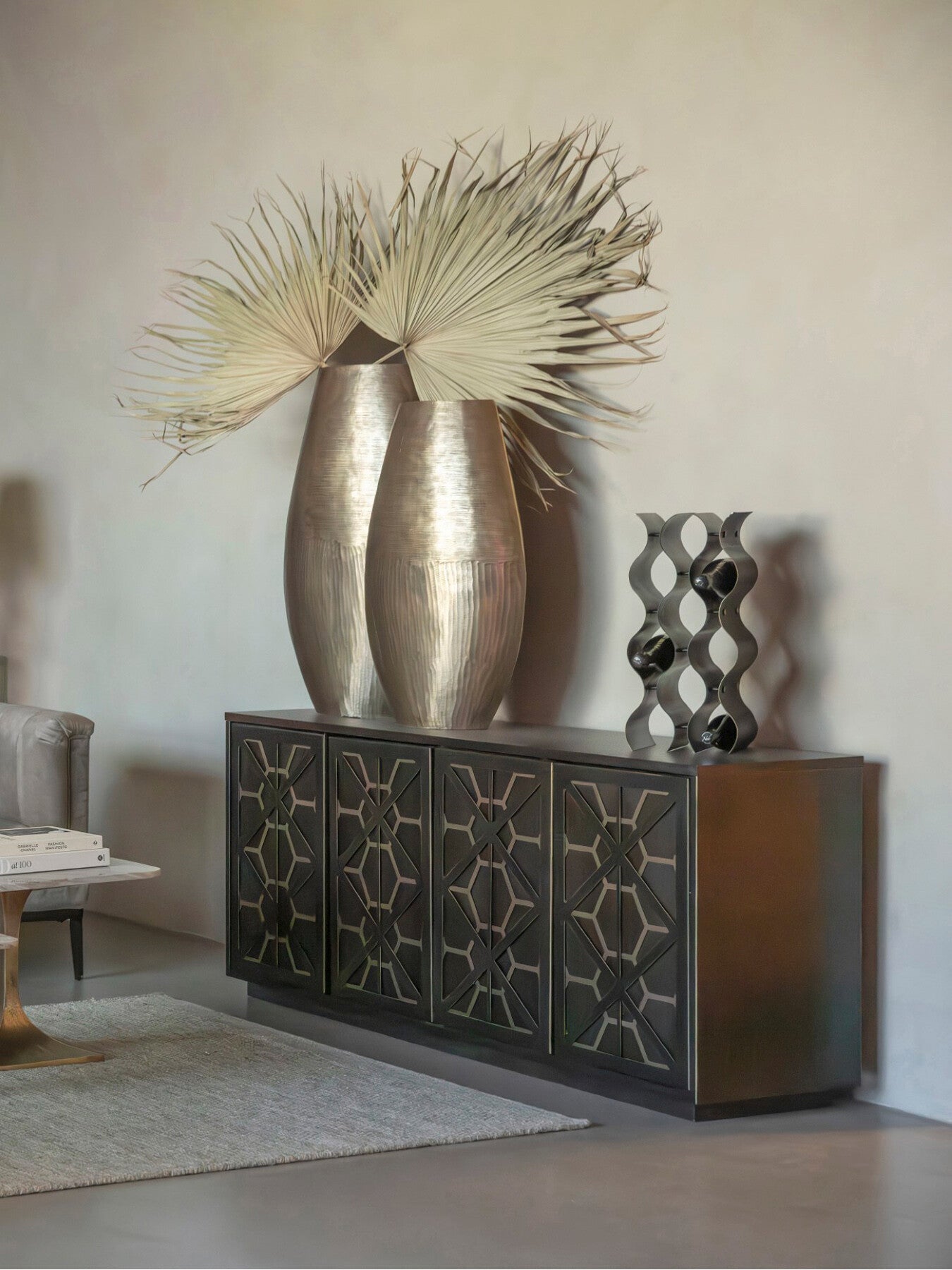 Southwold Textured Oval Antique Brass Vase 80cm